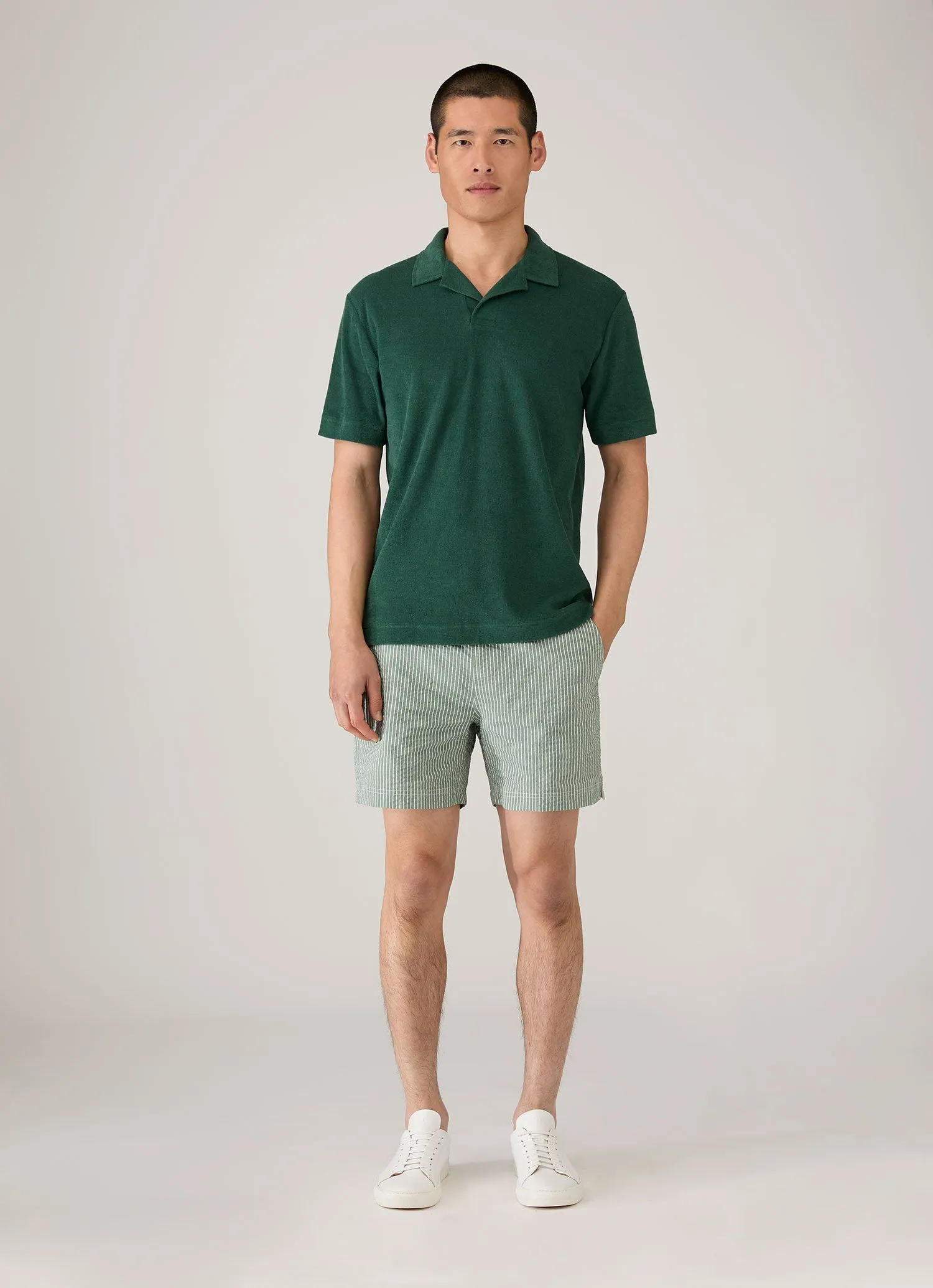 Men's Towelling Polo Shirt in Forest sold by Sunspel product image thumbnail 3