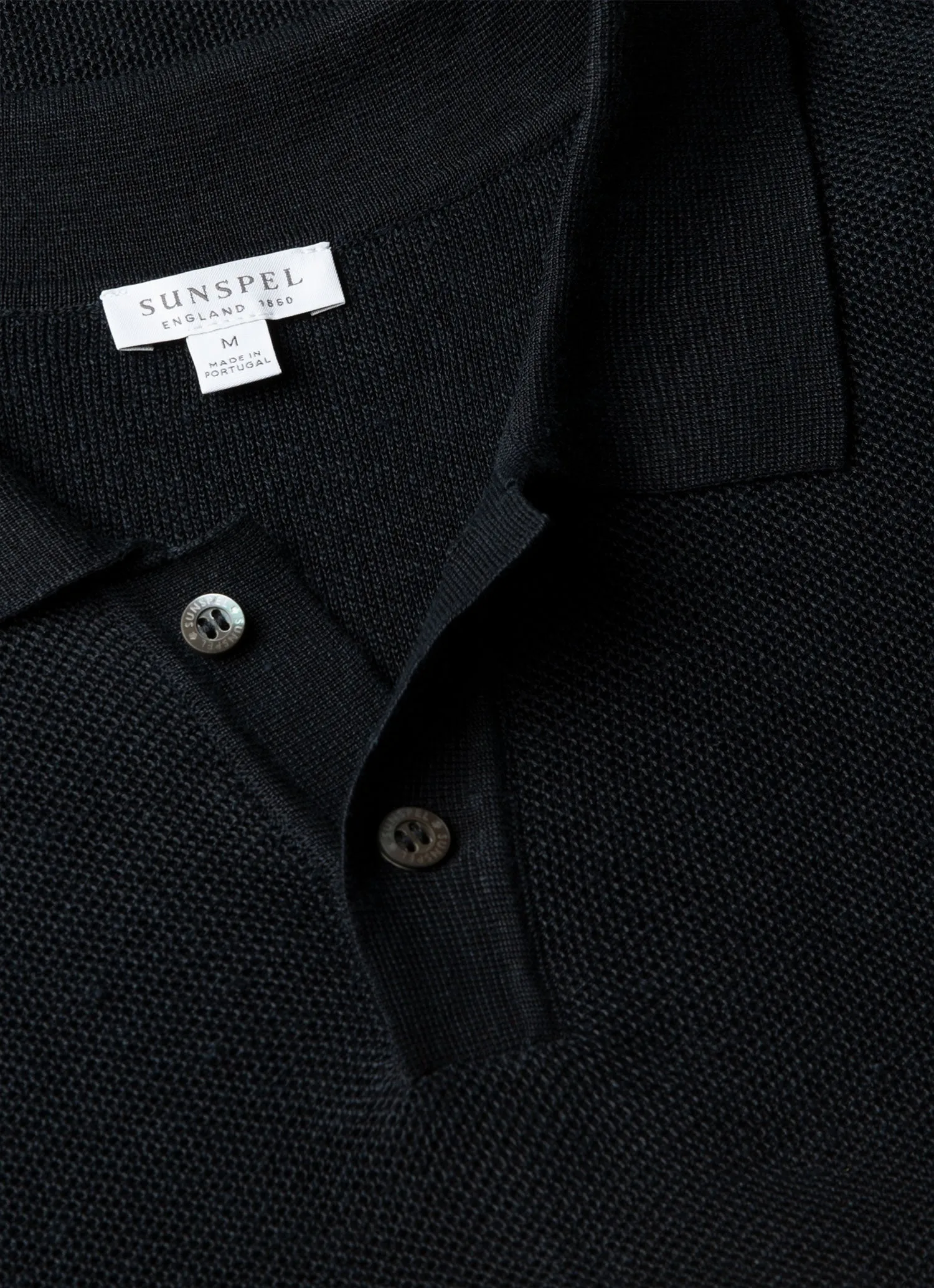 Men's Silk Linen Honeycomb Polo in Light Navy sold by Sunspel product image thumbnail 4