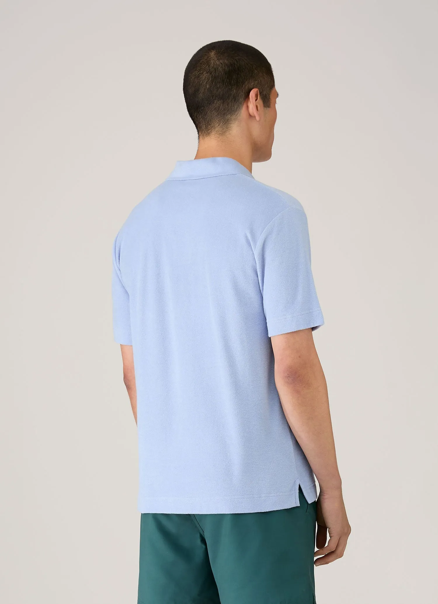 Men's Towelling Polo Shirt in Sky sold by Sunspel product image thumbnail 5