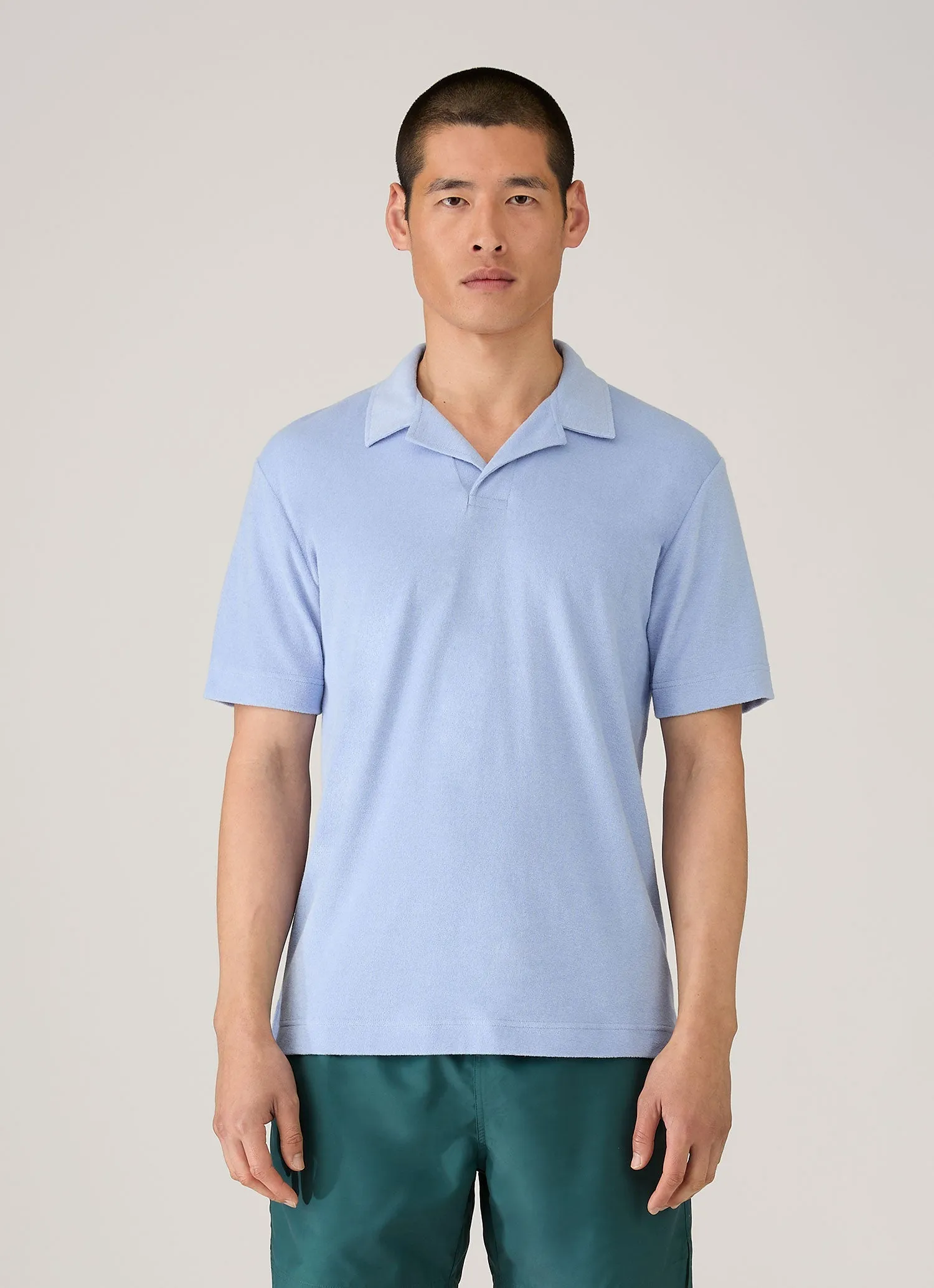 Men's Towelling Polo Shirt in Sky sold by Sunspel product image thumbnail 2