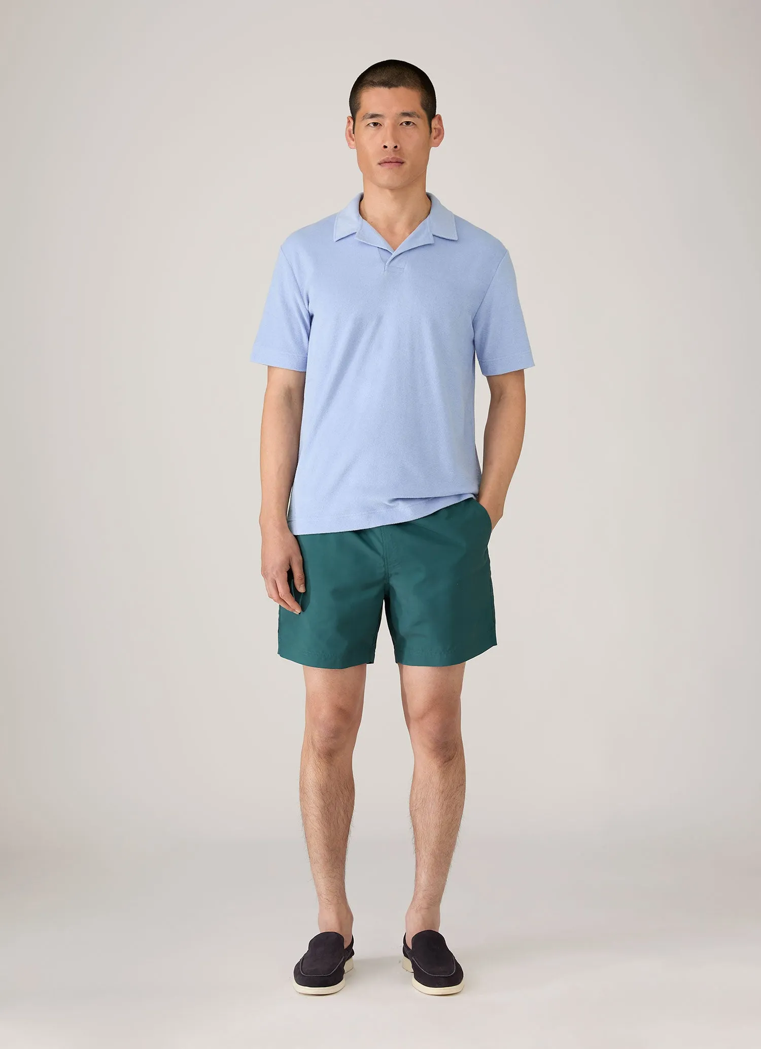Men's Towelling Polo Shirt in Sky sold by Sunspel product image thumbnail 3