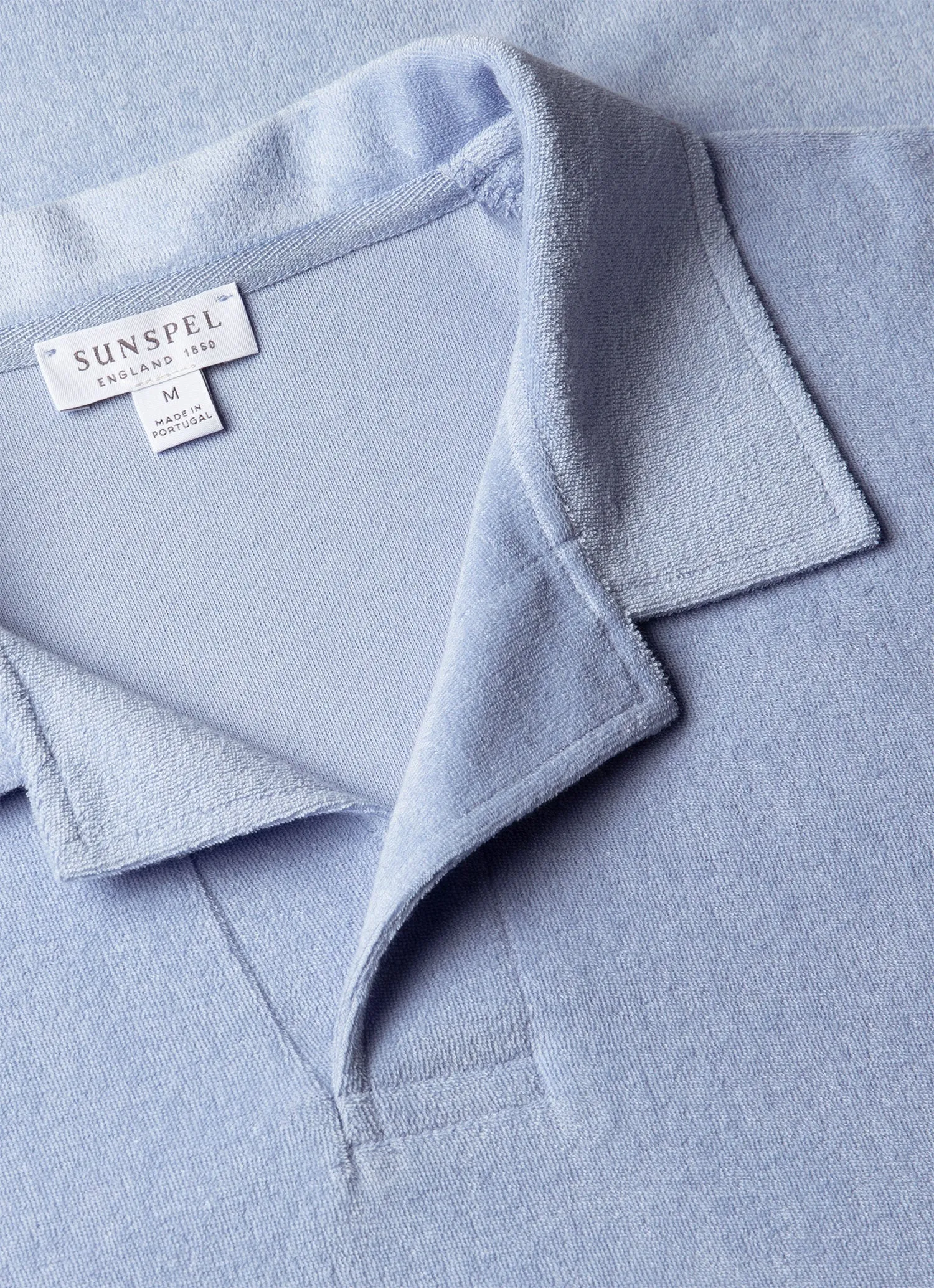 Men's Towelling Polo Shirt in Sky sold by Sunspel product image thumbnail 4