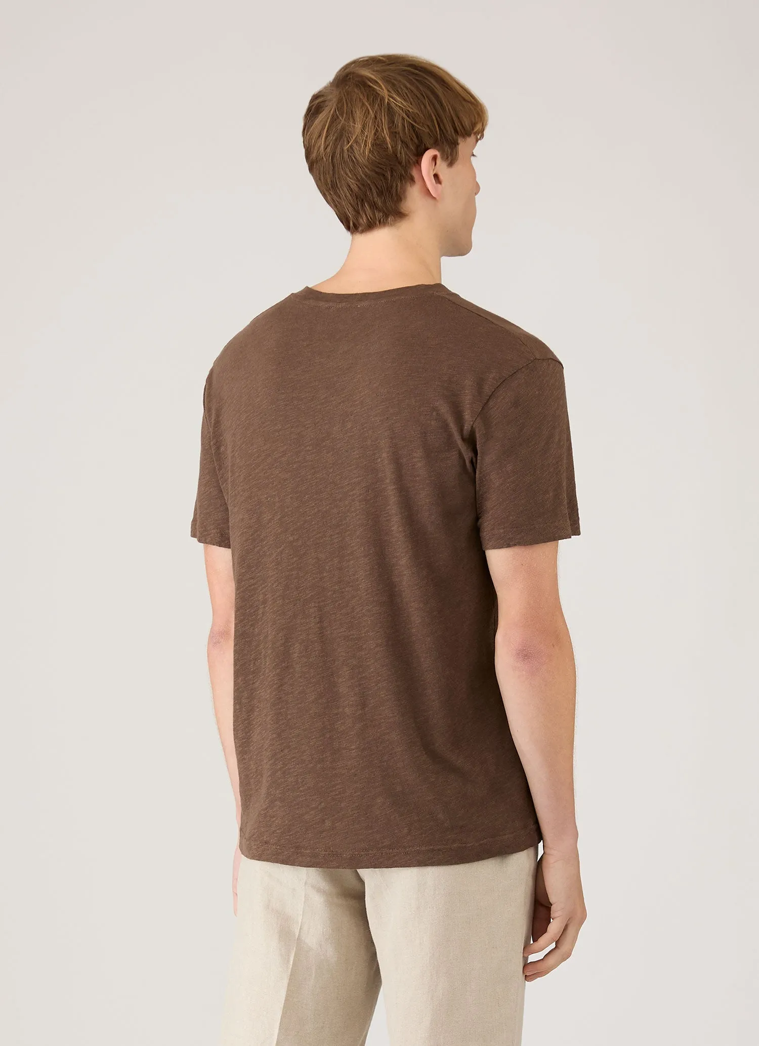 Men's Cotton Linen T-shirt in Dark Walnut sold by Sunspel product image thumbnail 5