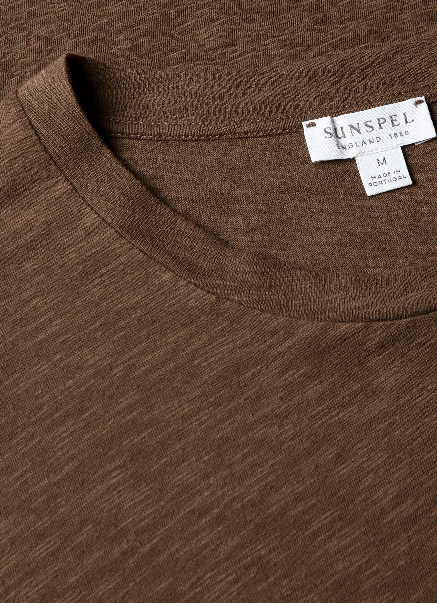 Men's Cotton Linen T-shirt in Dark Walnut sold by Sunspel product image thumbnail 4