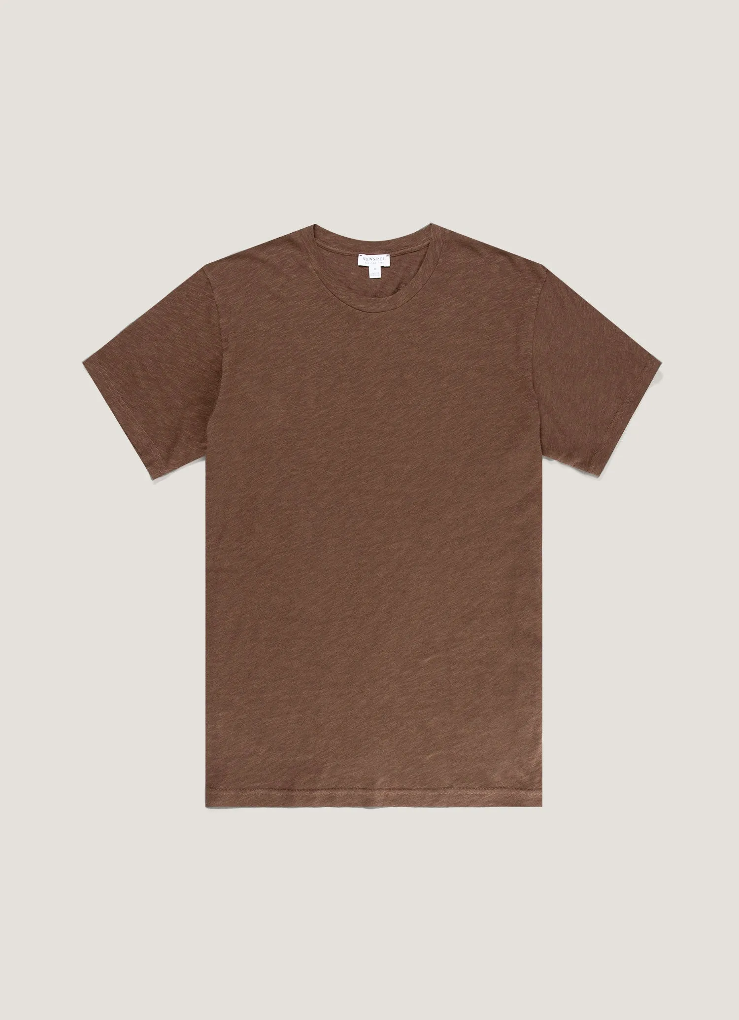 Men's Cotton Linen T-shirt in Dark Walnut sold by Sunspel