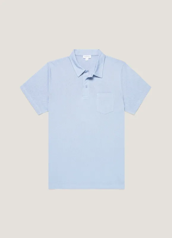 Men's Riviera Polo Shirt in Sky made by Sunspel