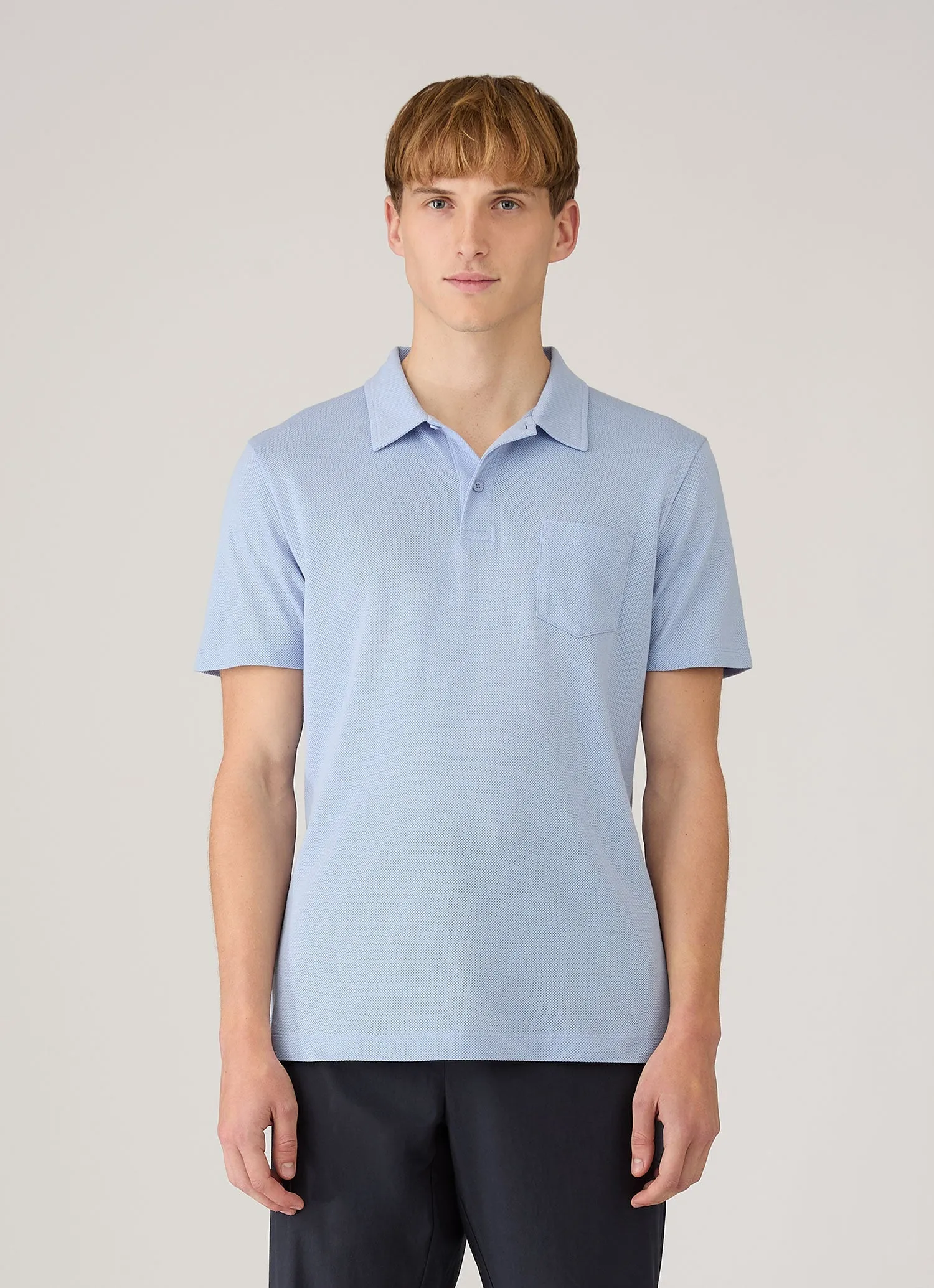 Men's Riviera Polo Shirt in Sky sold by Sunspel product image thumbnail 2