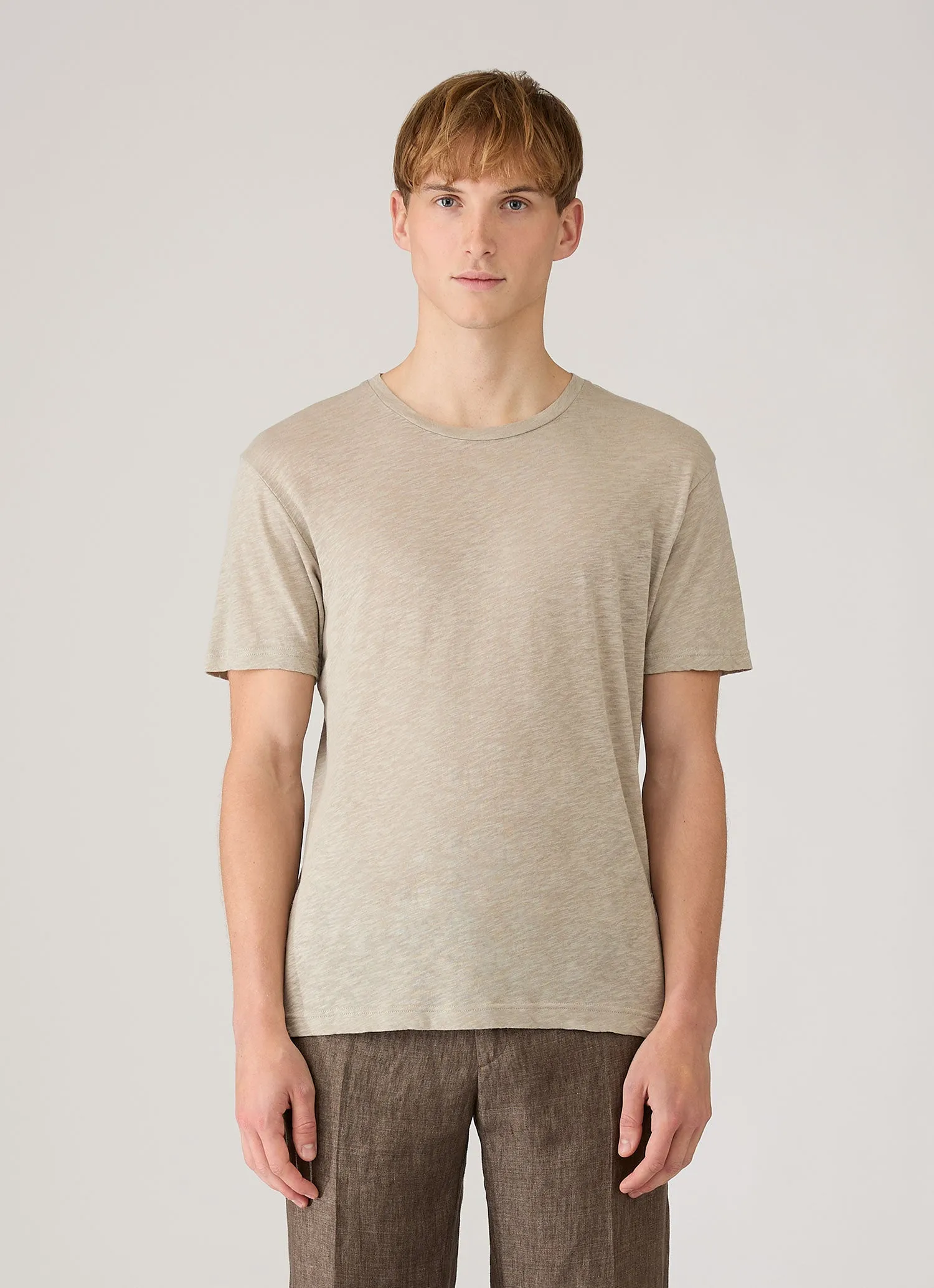 Men's Cotton Linen T-shirt in Ash sold by Sunspel product image thumbnail 2
