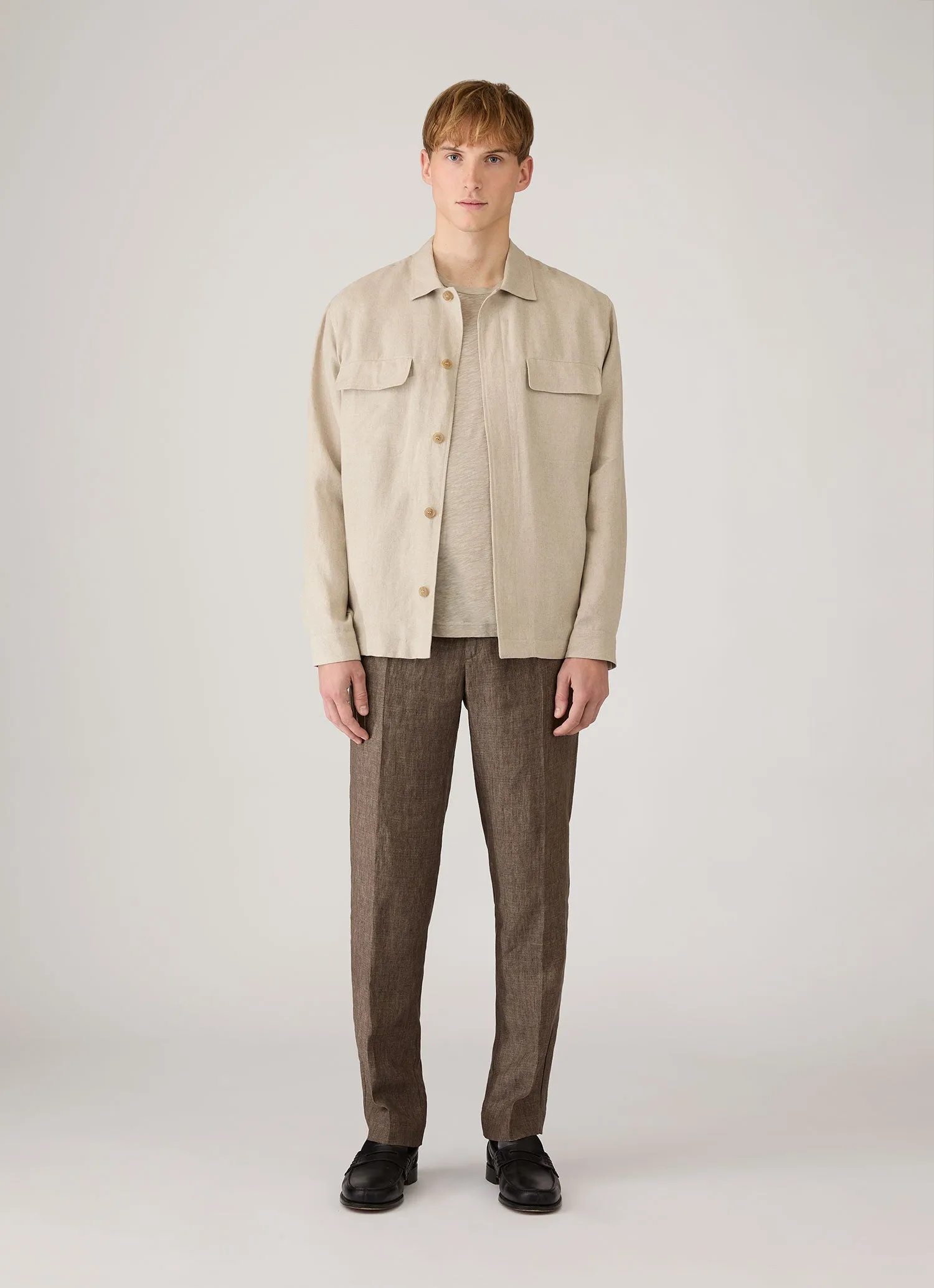 Men's Cotton Linen T-shirt in Ash sold by Sunspel product image thumbnail 3