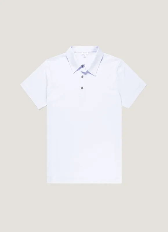 Men's Classic Jersey Polo Shirt in Light Blue made by Sunspel