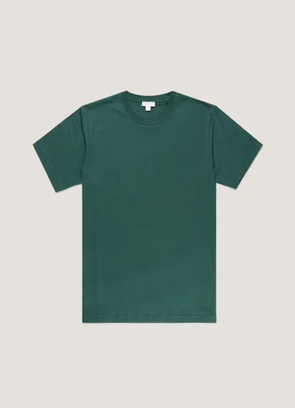Men's Riviera Midweight T-shirt in Forest made by Sunspel