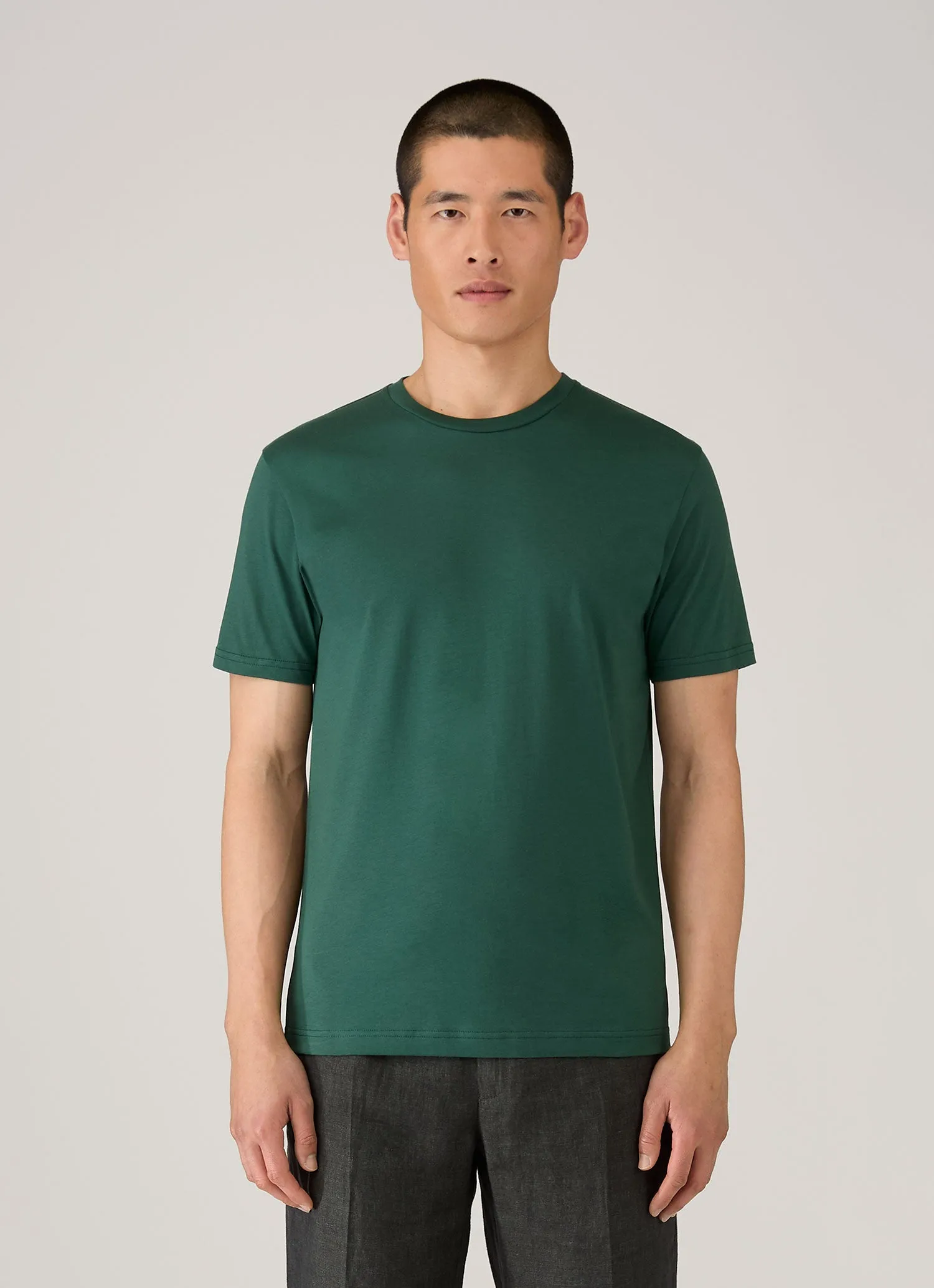 Men's Riviera Midweight T-shirt in Forest sold by Sunspel product image thumbnail 2