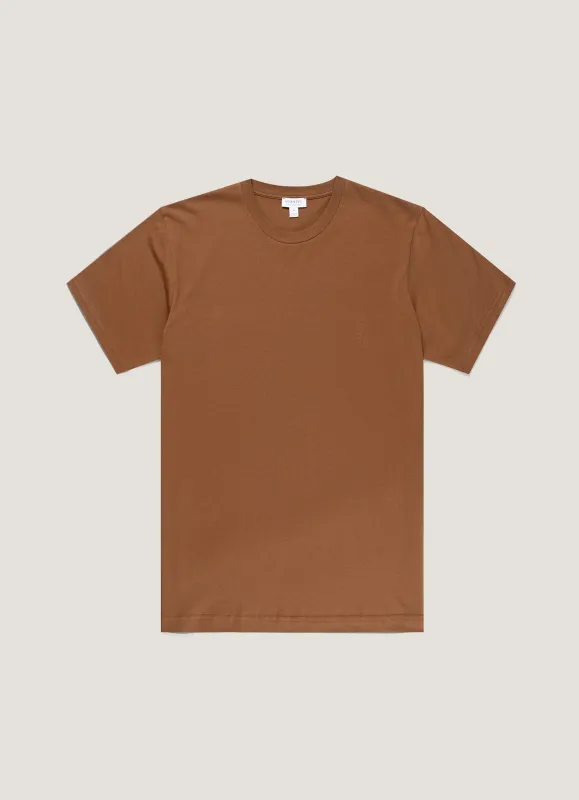 Men's Riviera Midweight T-shirt in Bronze made by Sunspel