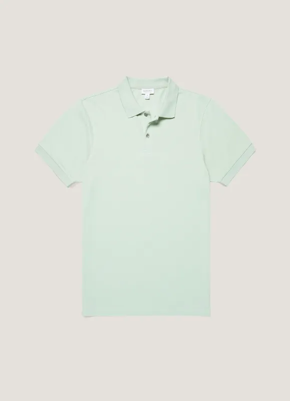 Men's Piqué Polo Shirt in Laurel made by Sunspel