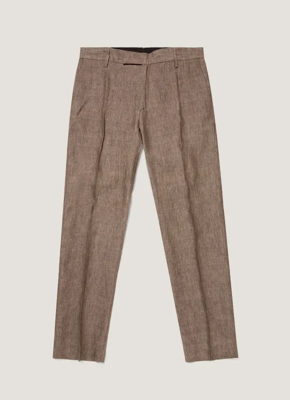 Men's Linen Trouser in Dark Walnut made by Sunspel
