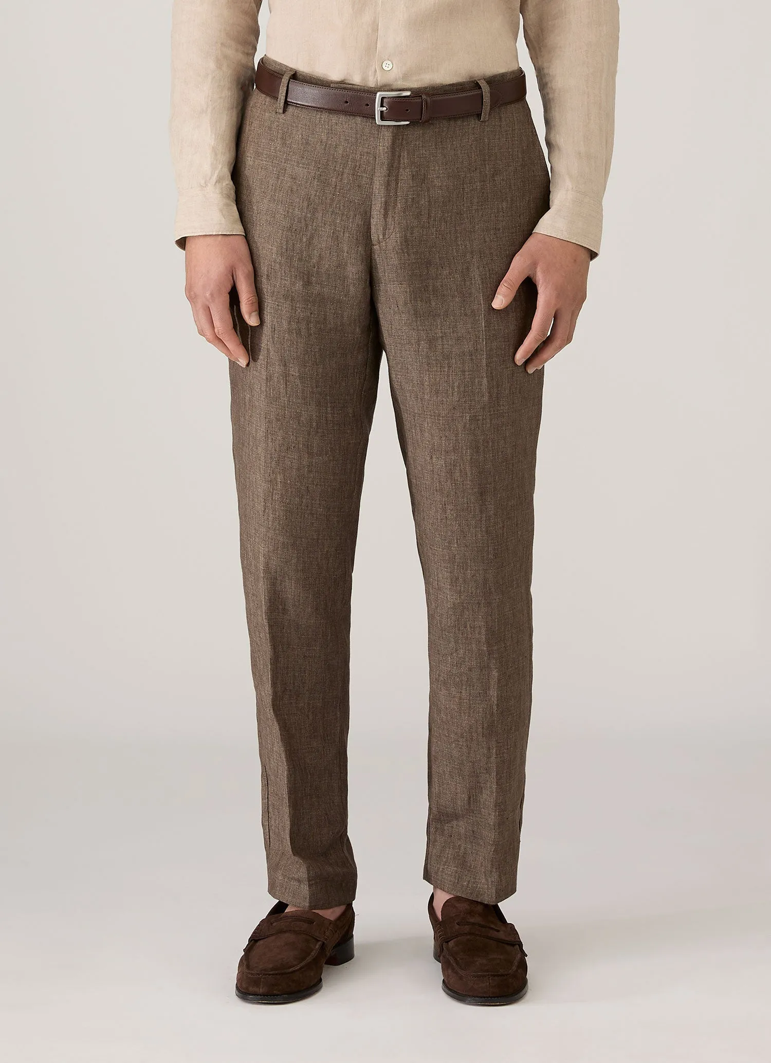 Men's Linen Trouser in Dark Walnut sold by Sunspel product image thumbnail 2
