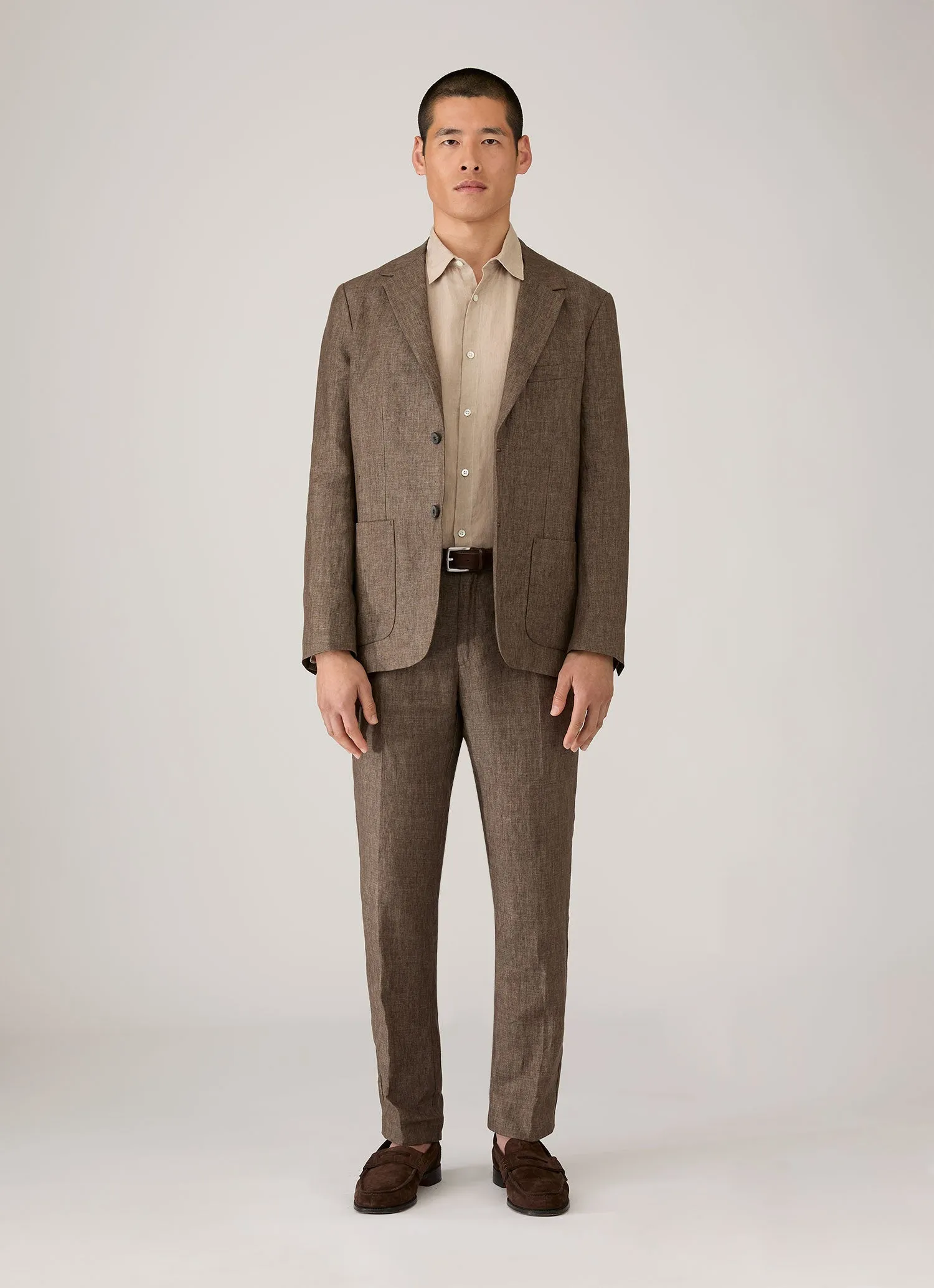 Men's Linen Trouser in Dark Walnut sold by Sunspel product image thumbnail 3