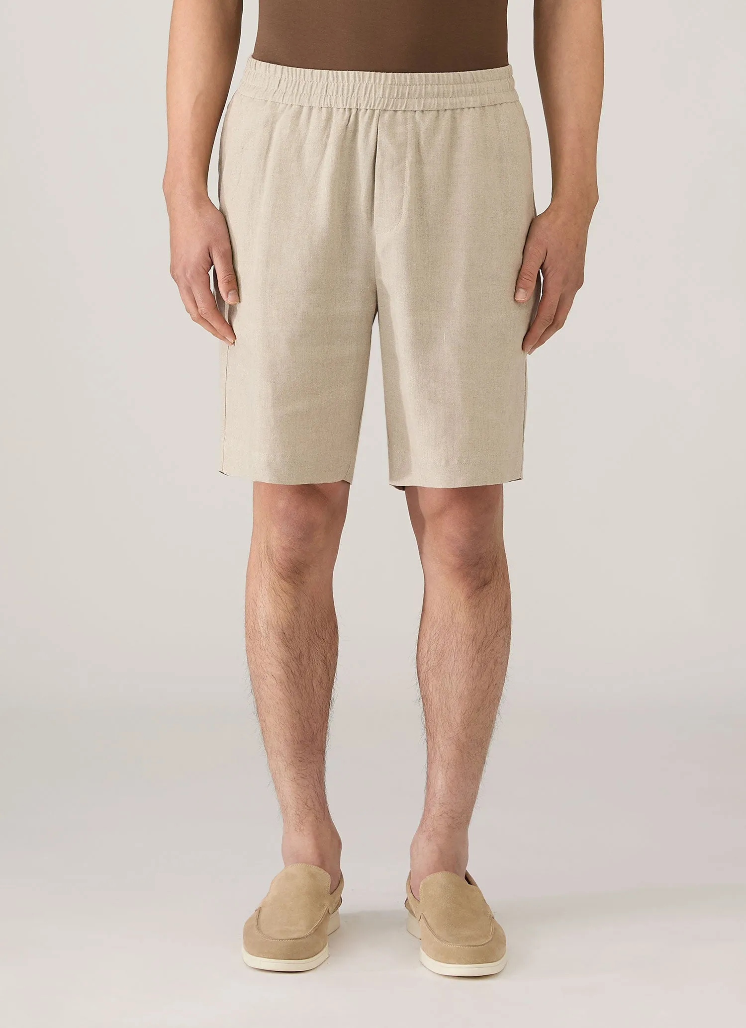 Men's Linen Drawstring Short in Sand sold by Sunspel product image thumbnail 2