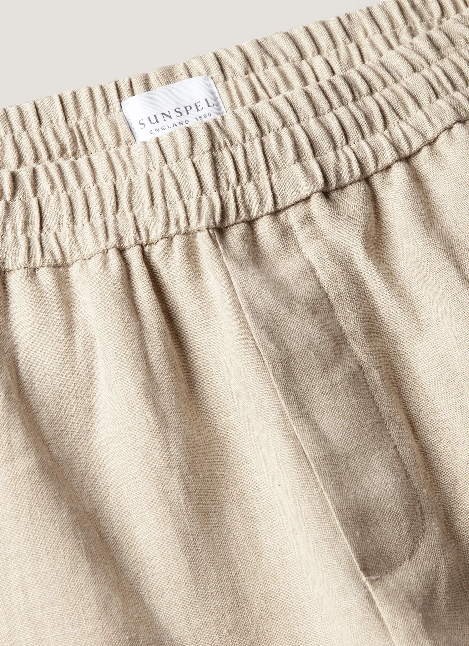 Men's Linen Drawstring Short in Sand sold by Sunspel product image thumbnail 4