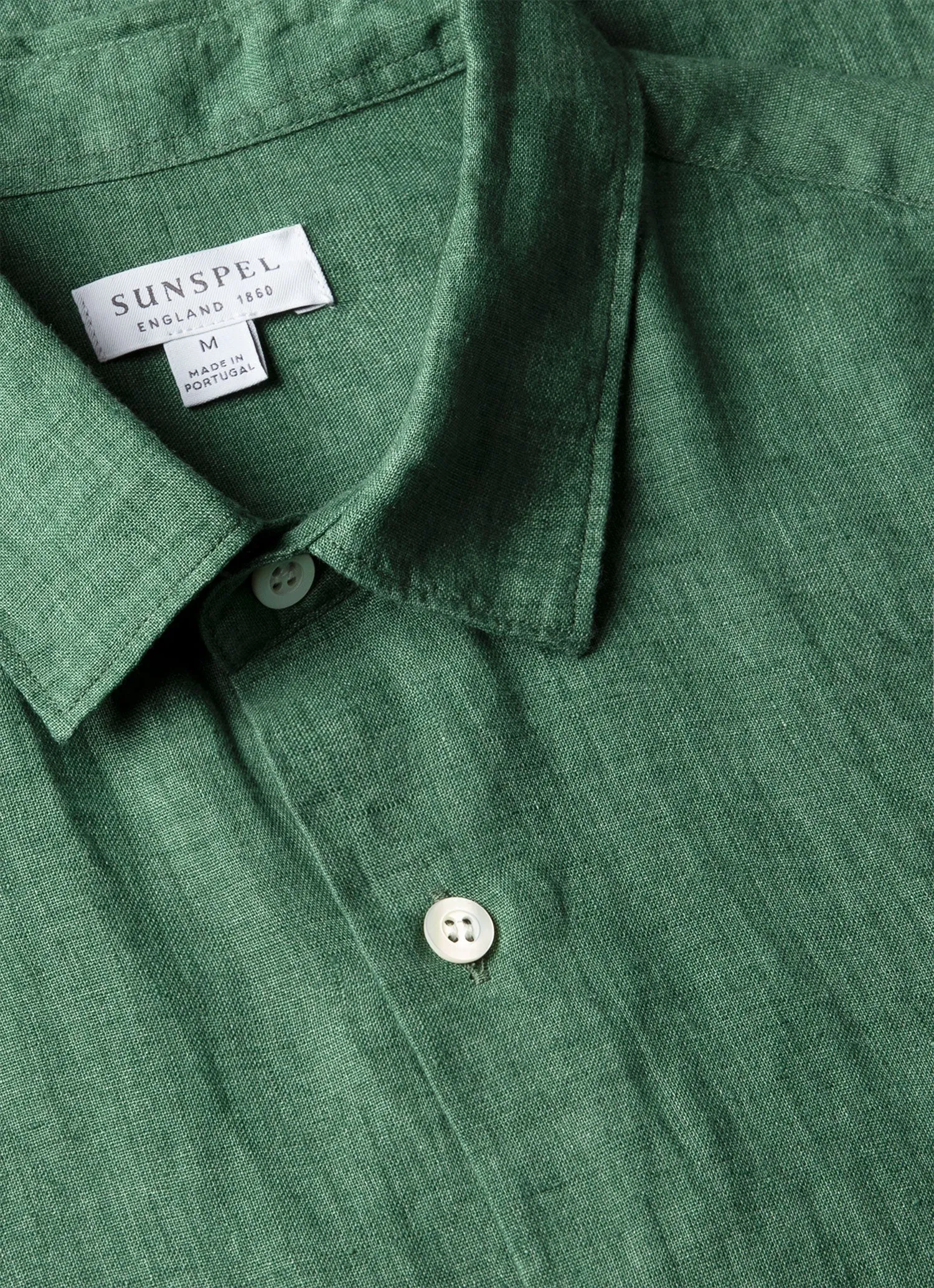 Men's Short Sleeve Linen Shirt in Bright Green sold by Sunspel product image thumbnail 4