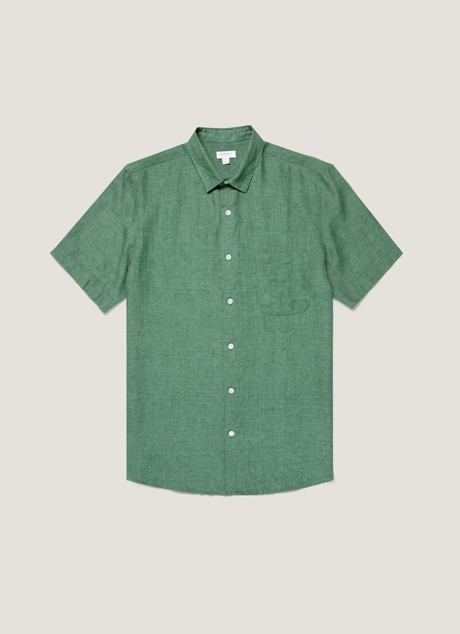 Men's Short Sleeve Linen Shirt in Bright Green sold by Sunspel