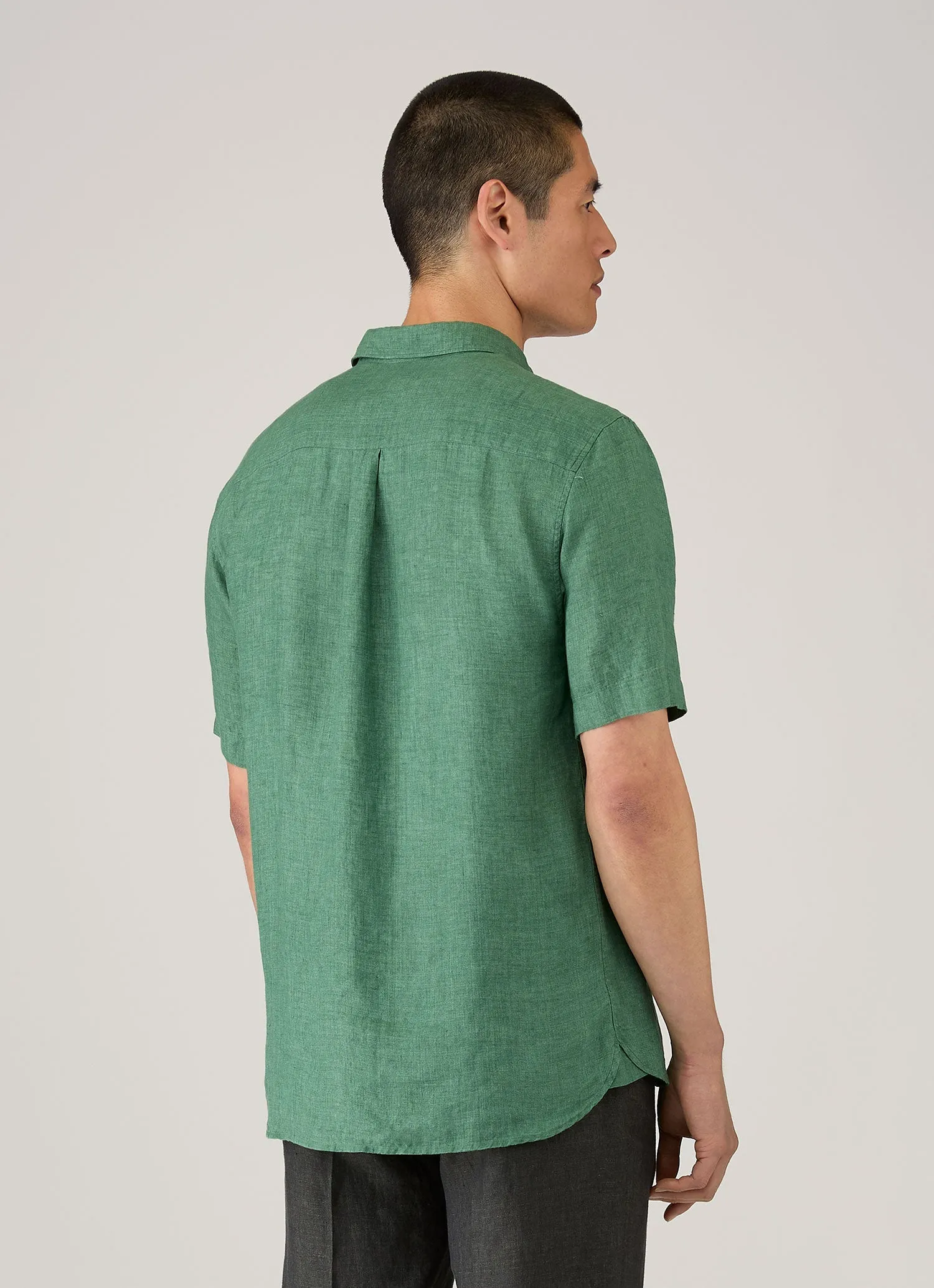 Men's Short Sleeve Linen Shirt in Bright Green sold by Sunspel product image thumbnail 5