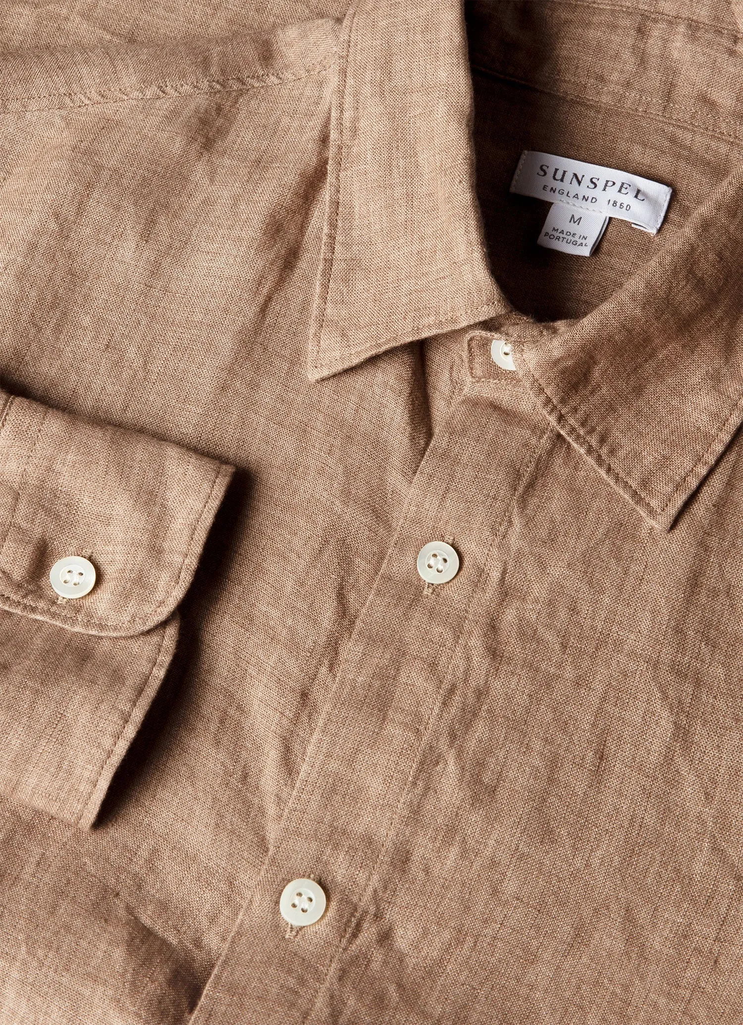 Men's Linen Shirt in Walnut sold by Sunspel product image thumbnail 4