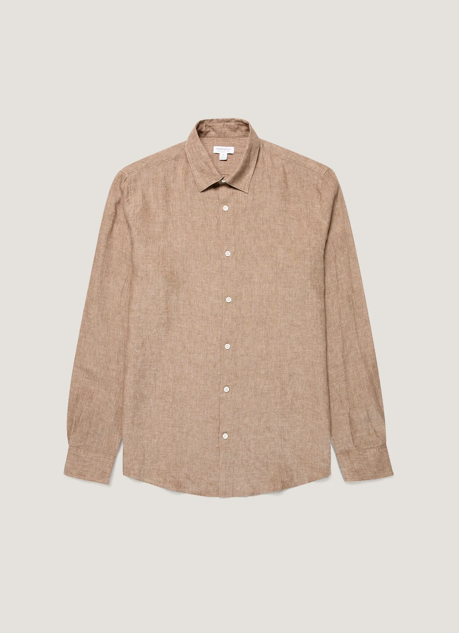 Men's Linen Shirt in Walnut sold by Sunspel