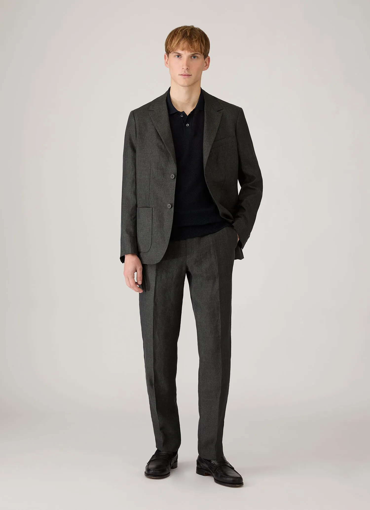Men's Linen Trouser in Forest sold by Sunspel product image thumbnail 3
