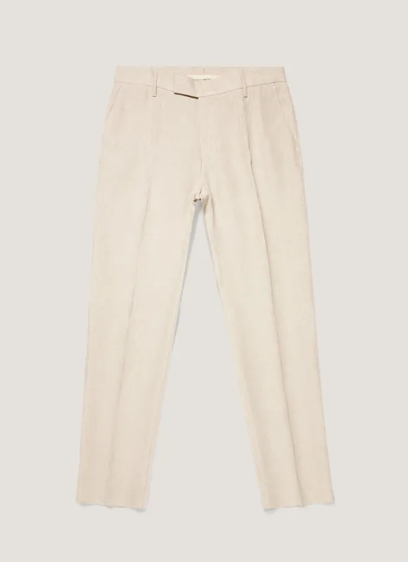 Men's Linen Trouser in Sand made by Sunspel