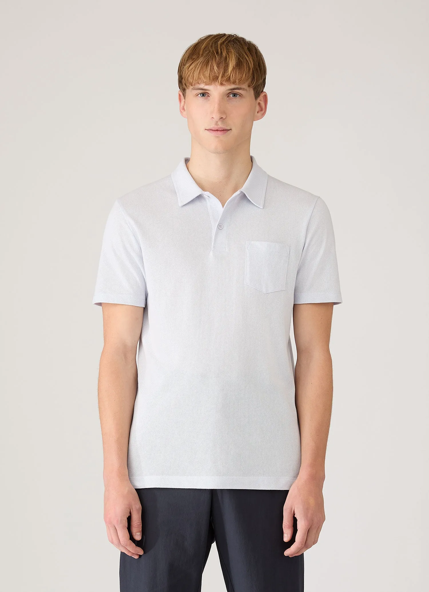 Men's Riviera Polo Shirt in Light Blue sold by Sunspel product image thumbnail 2