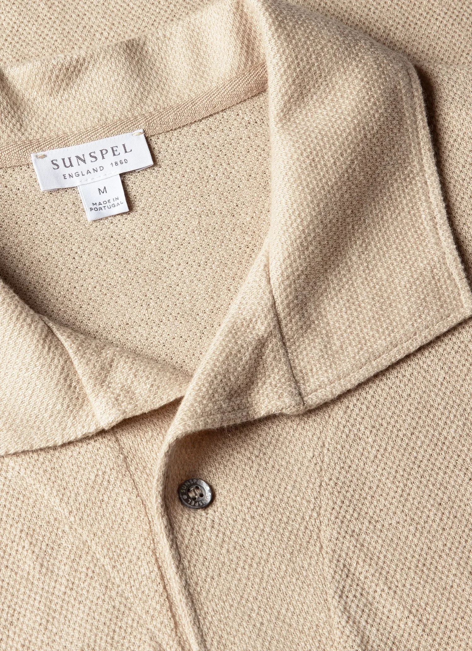 Men's Linen Piqué Polo Shirt in Hazelwood sold by Sunspel product image thumbnail 4