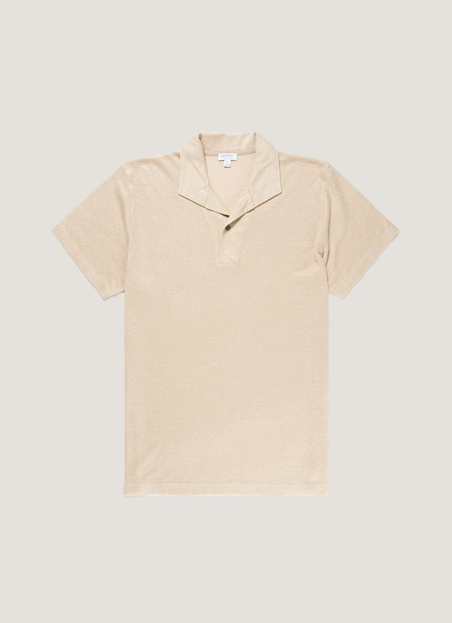 Men's Linen Piqué Polo Shirt in Hazelwood sold by Sunspel