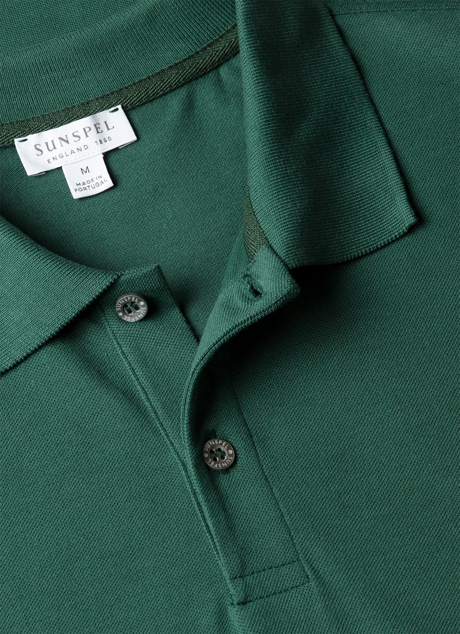 Men's Piqué Polo Shirt in Forest sold by Sunspel product image thumbnail 4