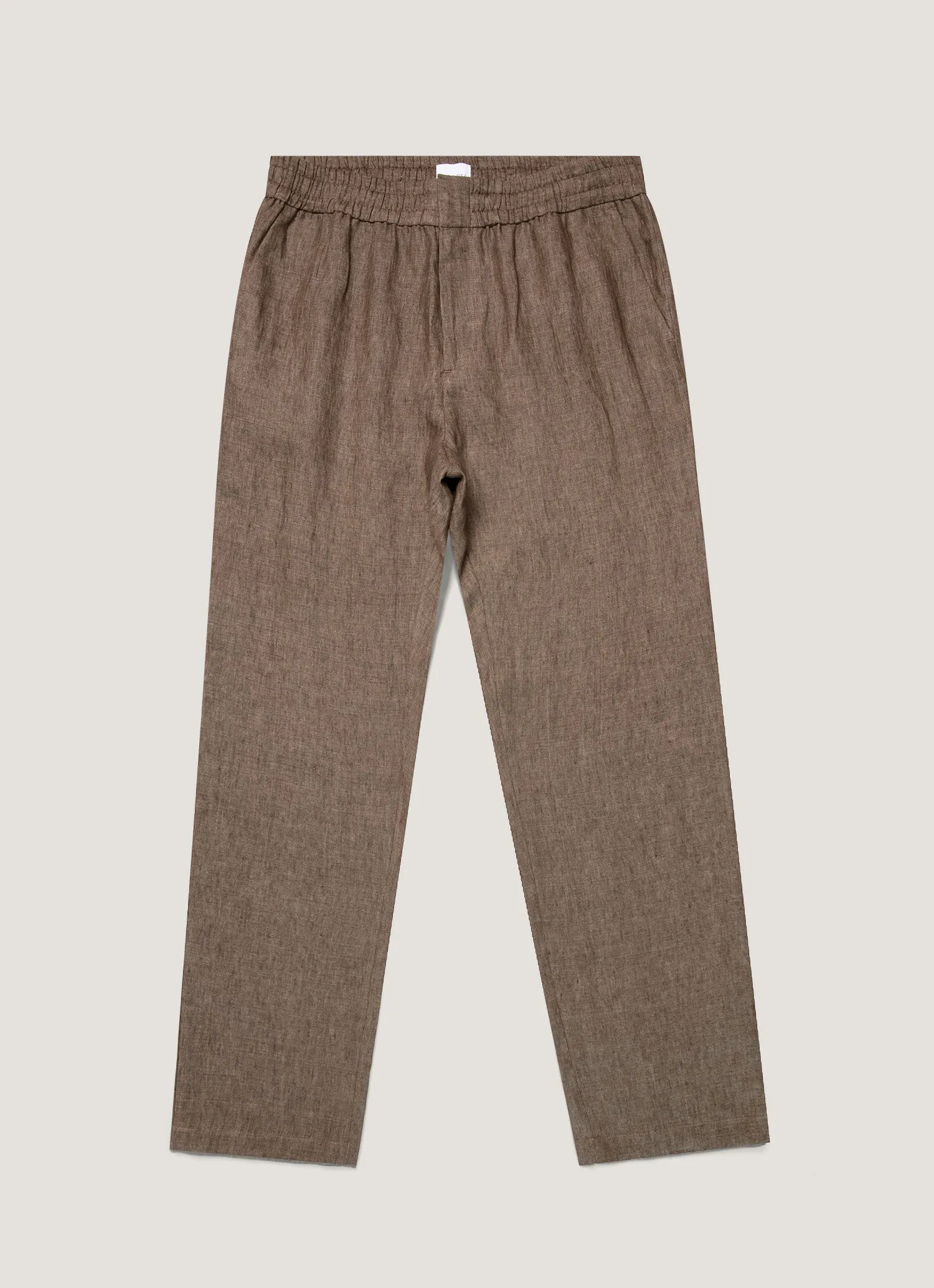 Men's Linen Drawstring Trouser in Dark Walnut sold by Sunspel