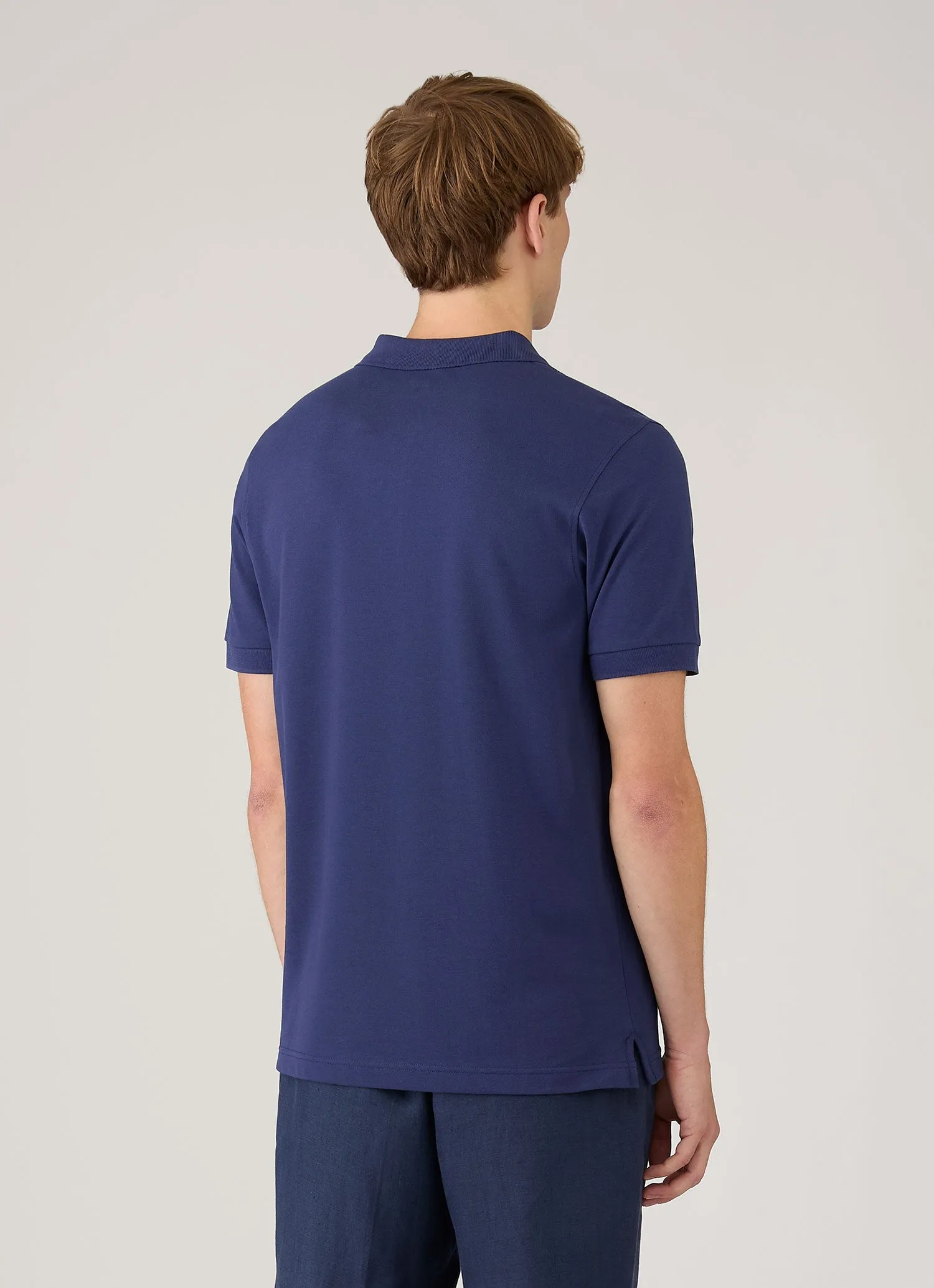 Men's Piqué Polo Shirt in Ink Blue sold by Sunspel product image thumbnail 5