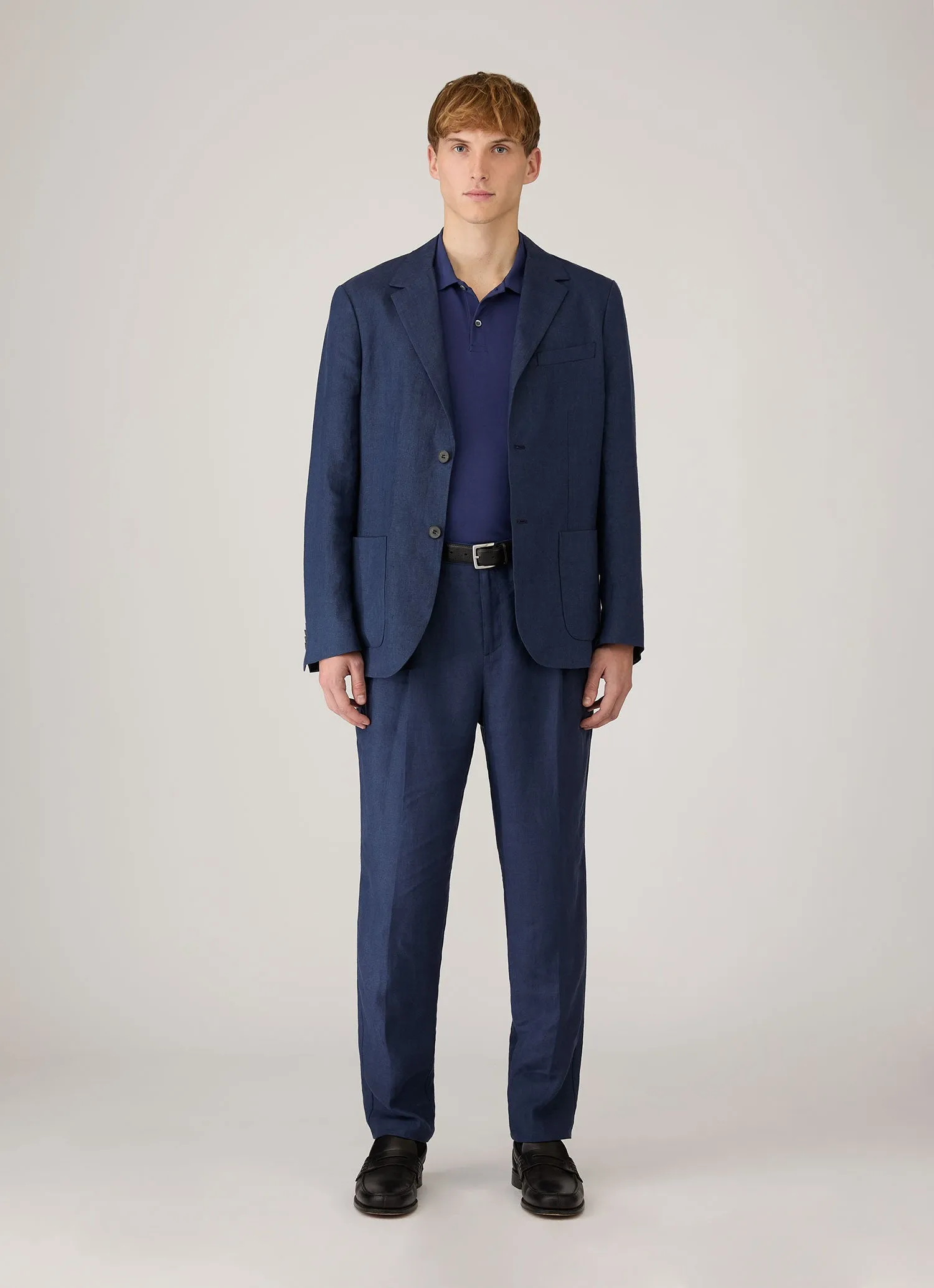 Men's Piqué Polo Shirt in Ink Blue sold by Sunspel product image thumbnail 3