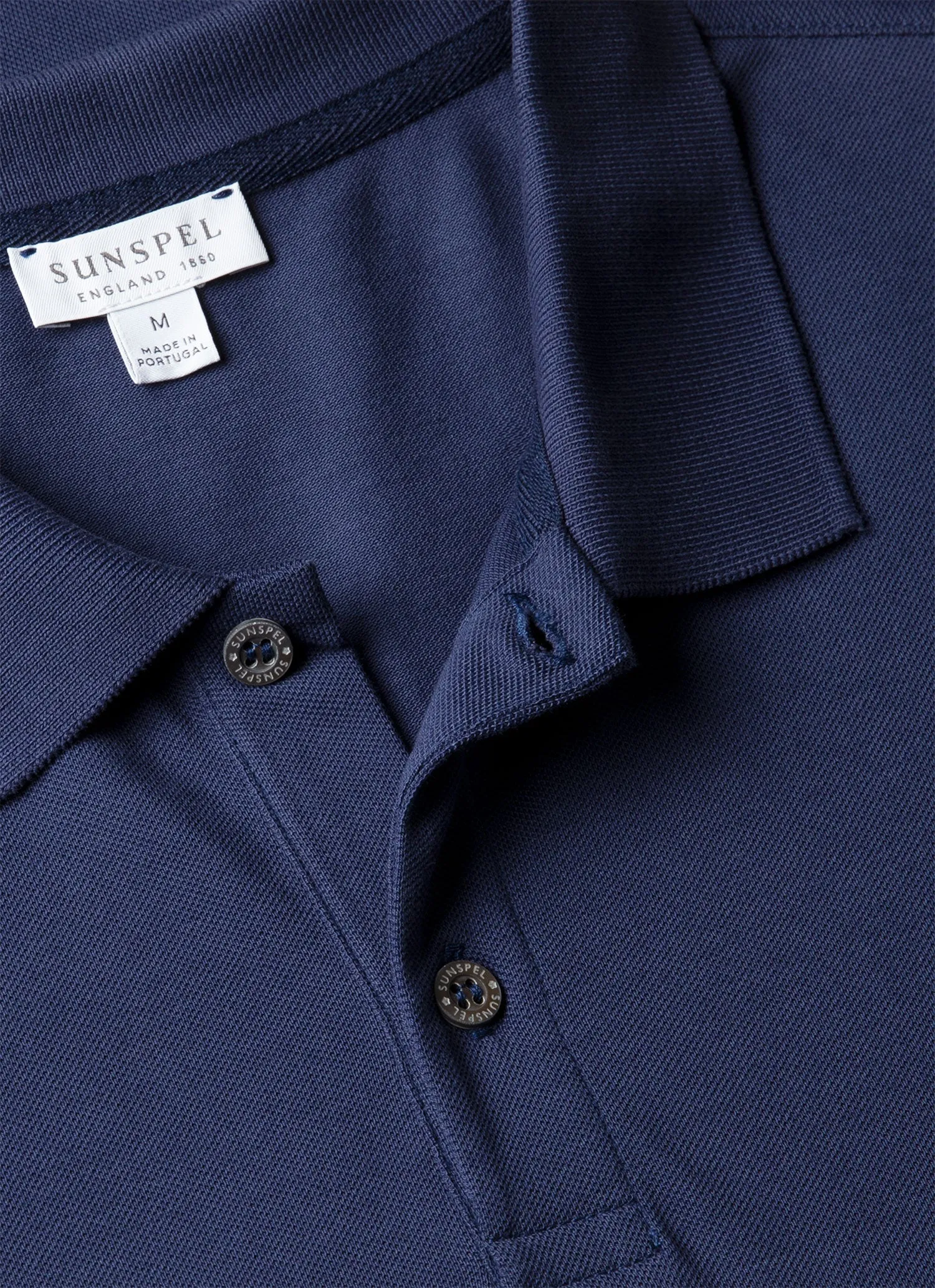 Men's Piqué Polo Shirt in Ink Blue sold by Sunspel product image thumbnail 4