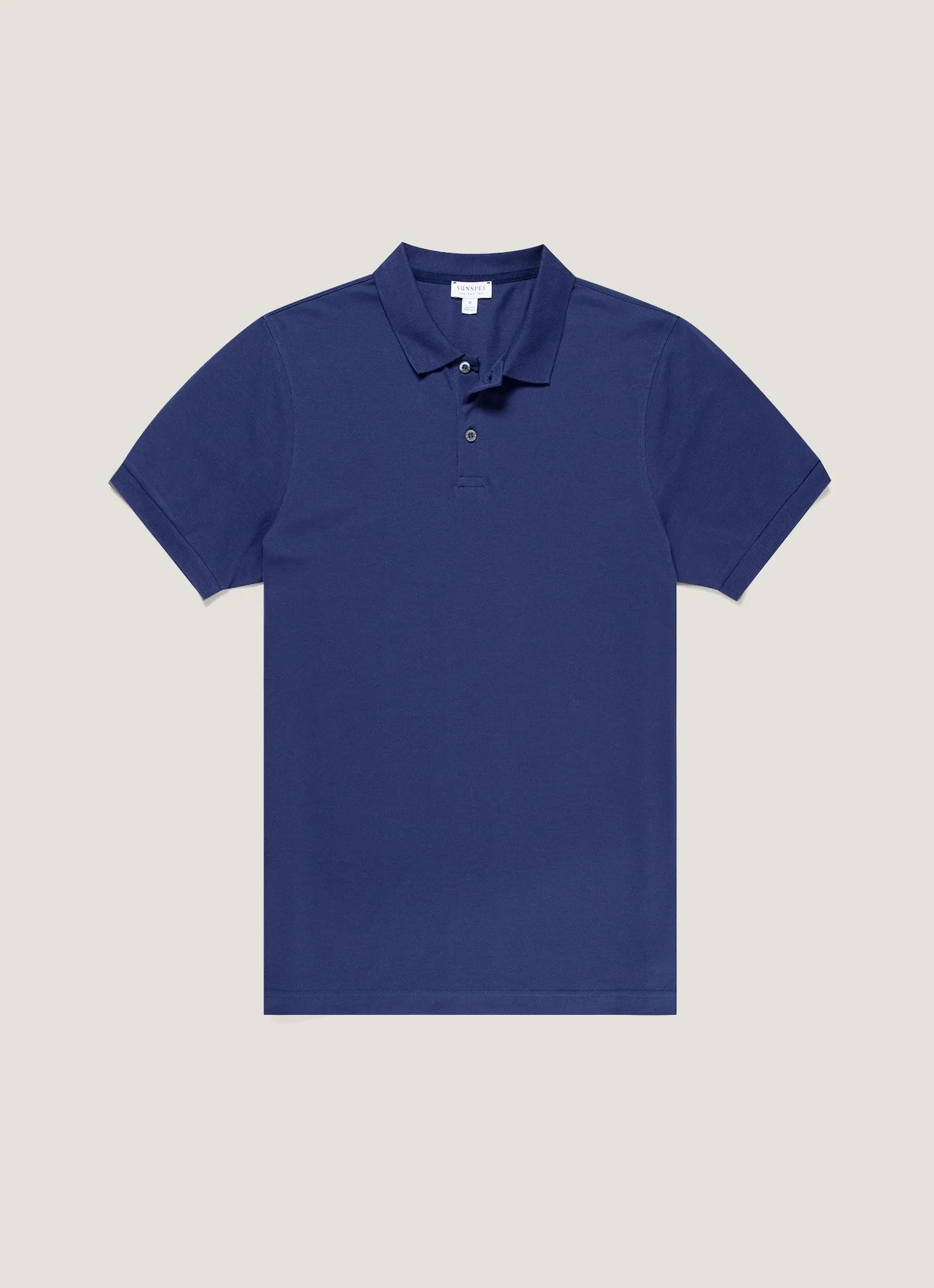 Men's Piqué Polo Shirt in Ink Blue sold by Sunspel