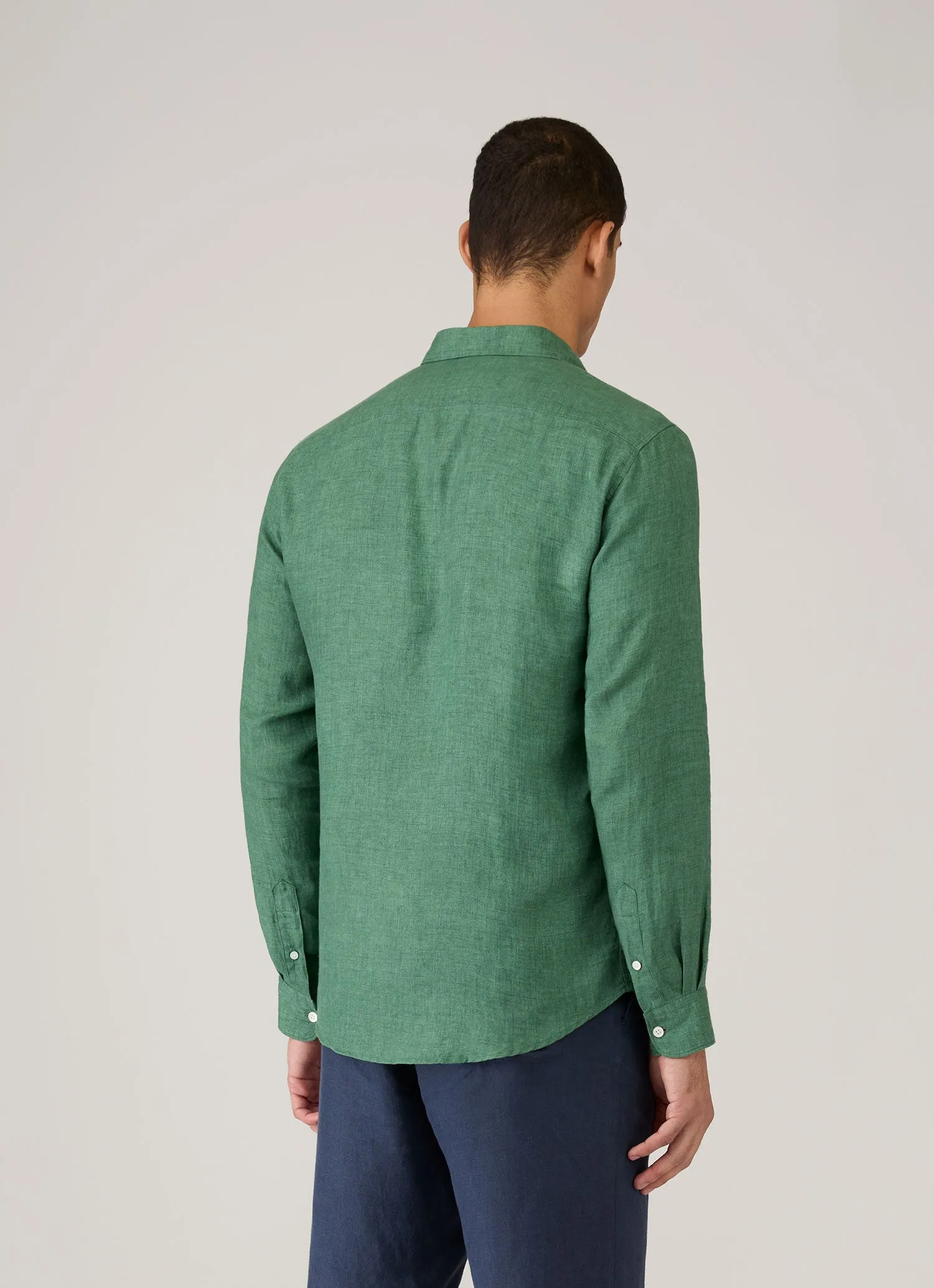 Men's Linen Shirt in Bright Green sold by Sunspel product image thumbnail 5