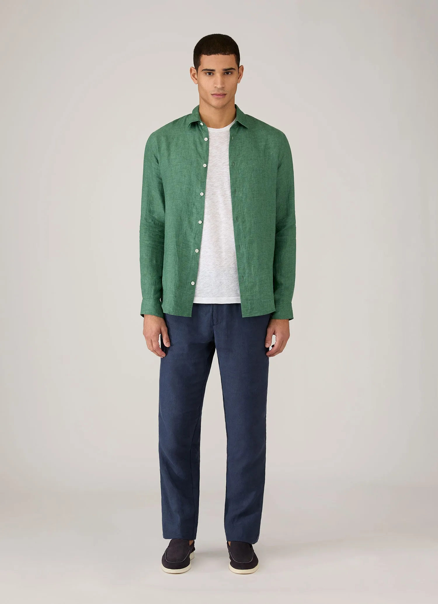 Men's Linen Shirt in Bright Green sold by Sunspel product image thumbnail 3