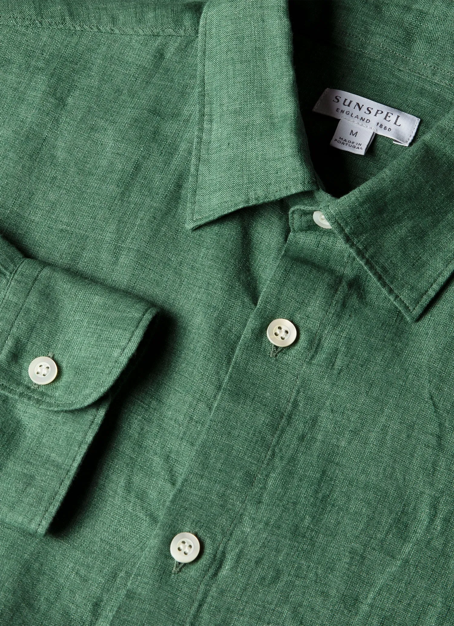Men's Linen Shirt in Bright Green sold by Sunspel product image thumbnail 4