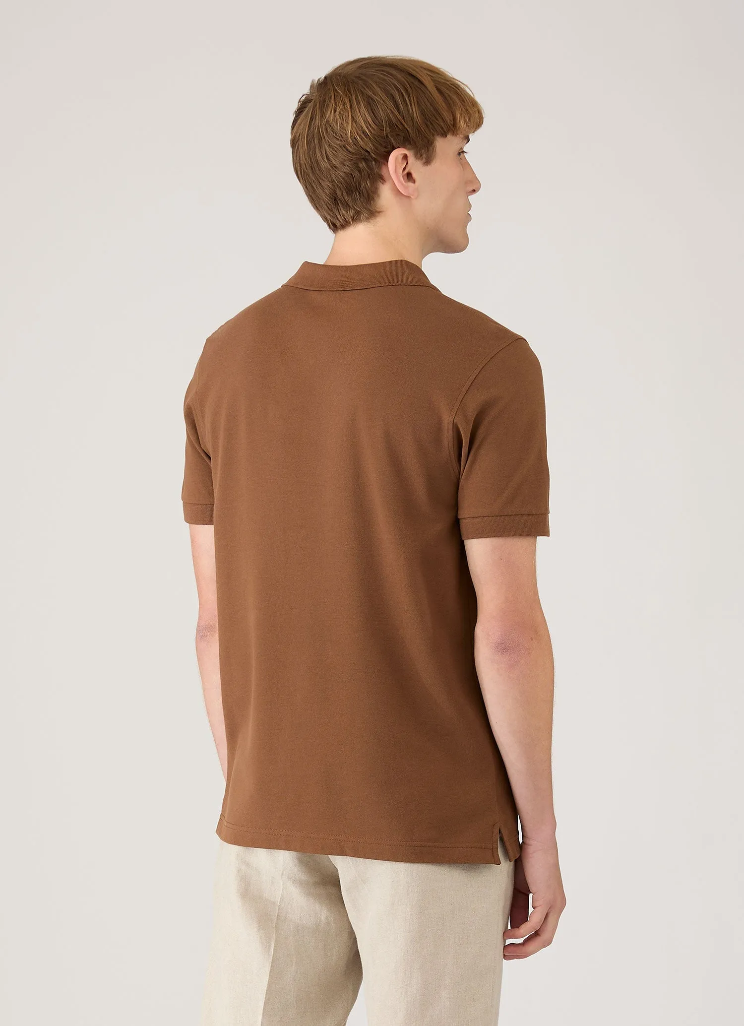 Men's Piqué Polo Shirt in Bronze sold by Sunspel product image thumbnail 5