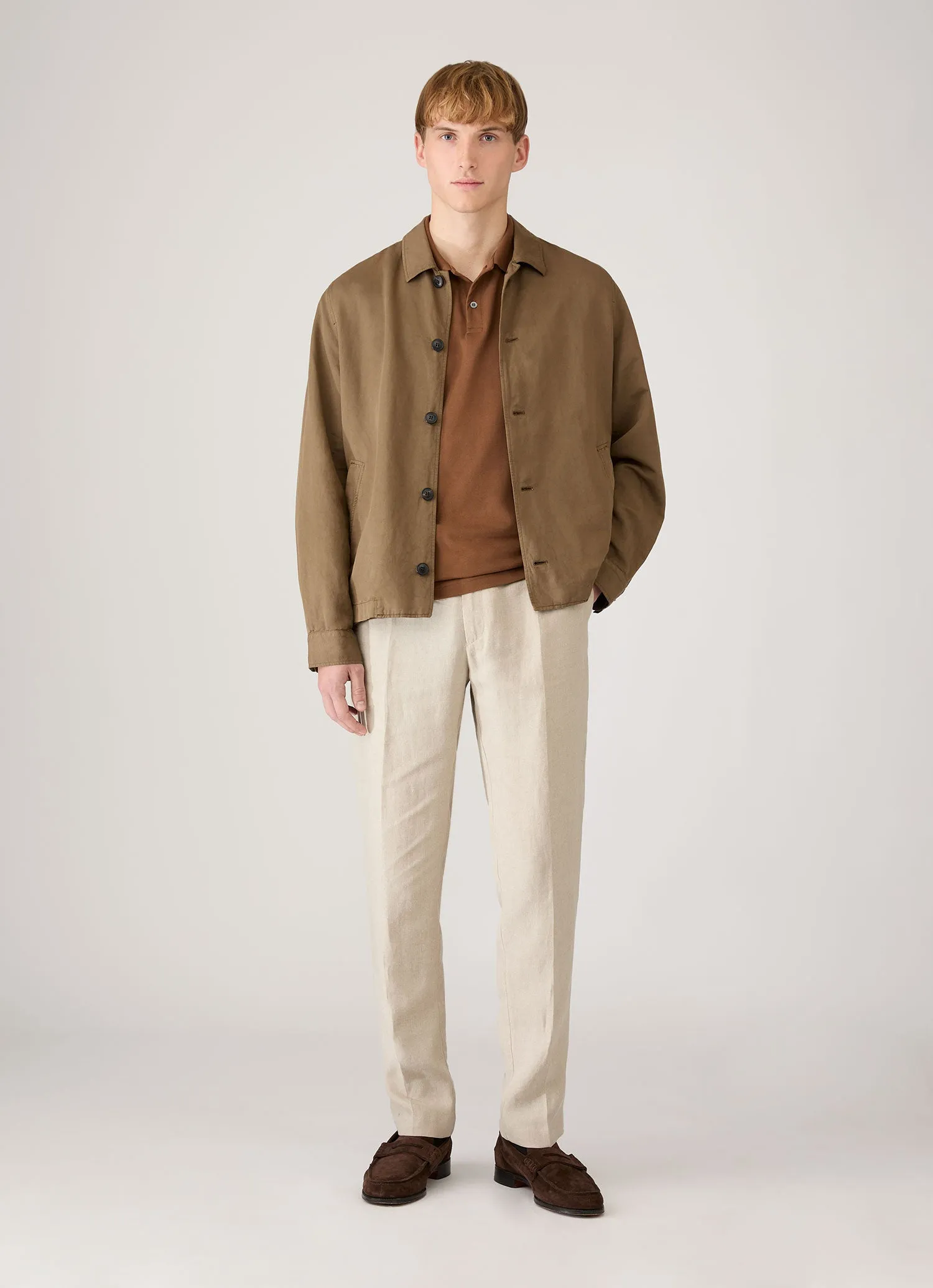 Men's Piqué Polo Shirt in Bronze sold by Sunspel product image thumbnail 3