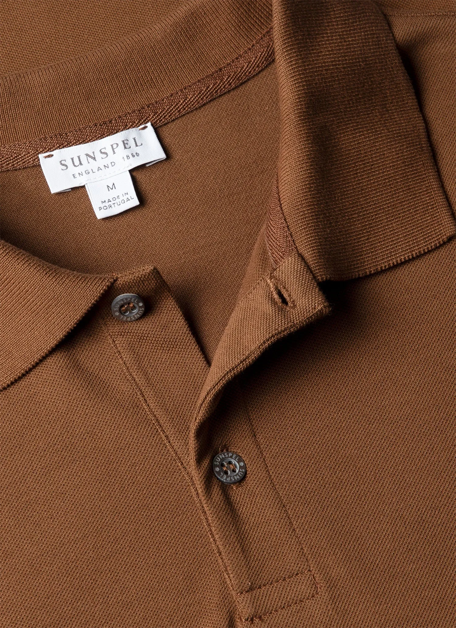 Men's Piqué Polo Shirt in Bronze sold by Sunspel product image thumbnail 4