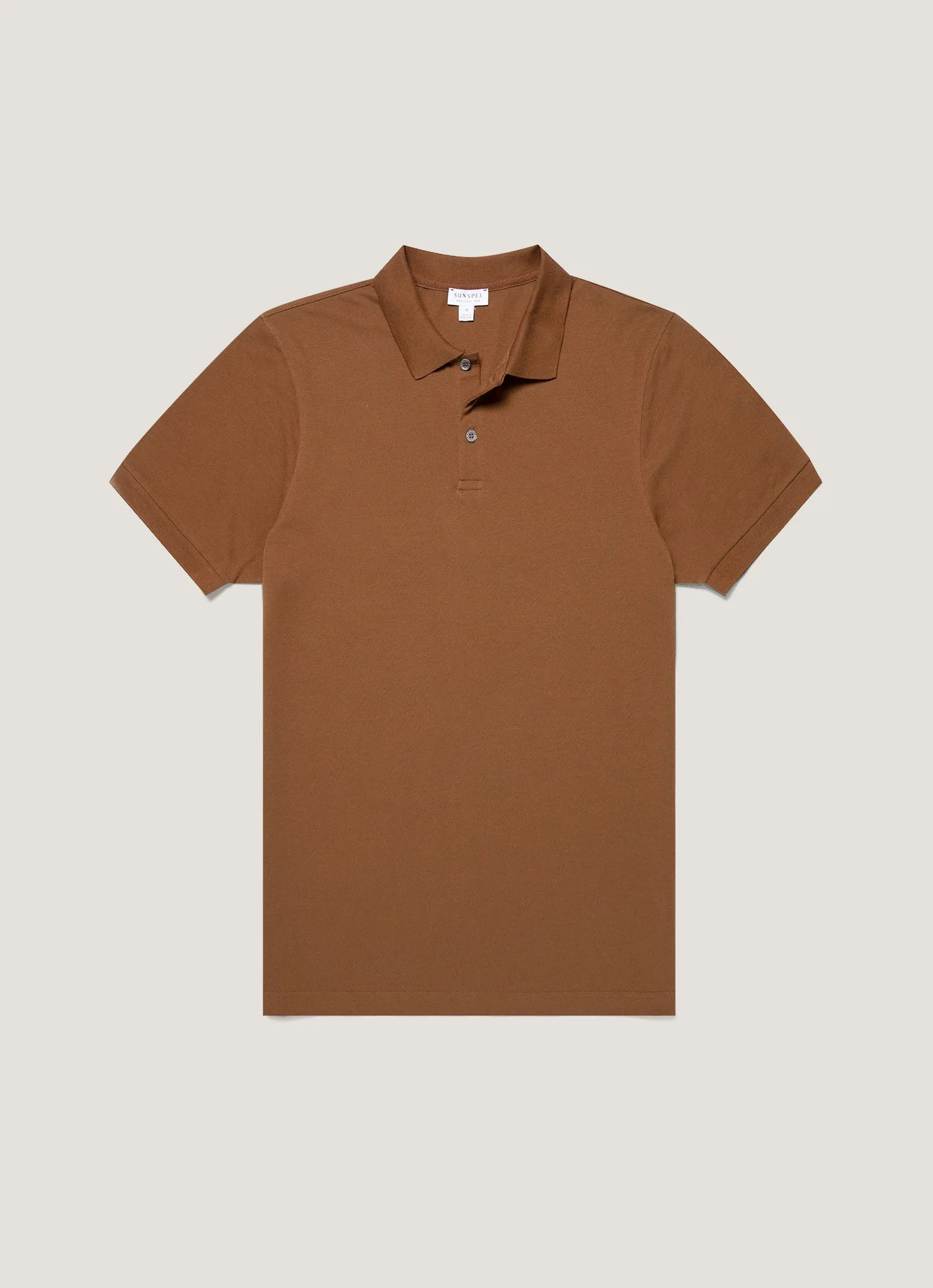 Men's Piqué Polo Shirt in Bronze sold by Sunspel