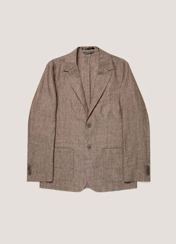 Men's Linen Blazer in Dark Walnut made by Sunspel