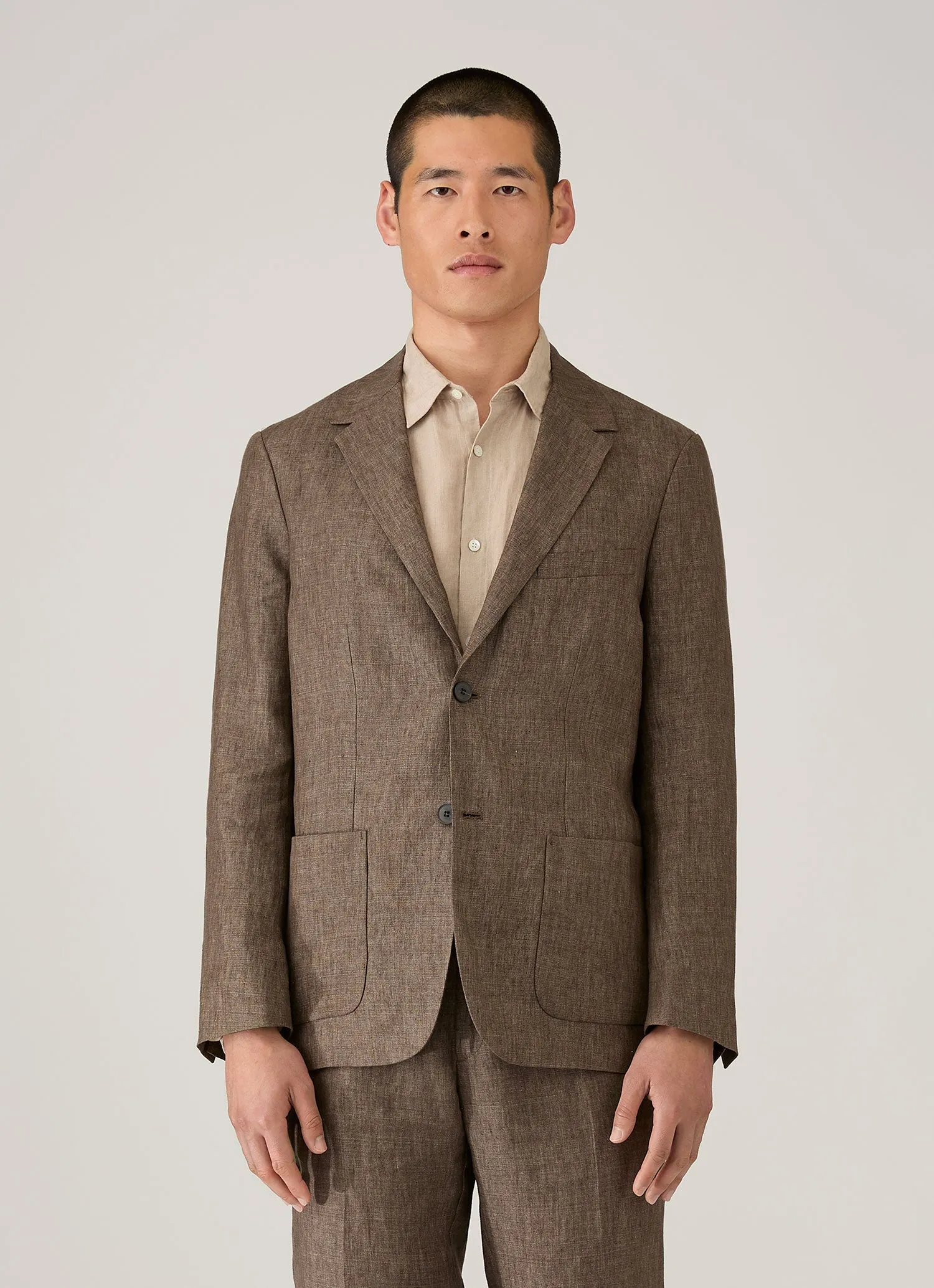 Men's Linen Blazer in Dark Walnut sold by Sunspel product image thumbnail 2