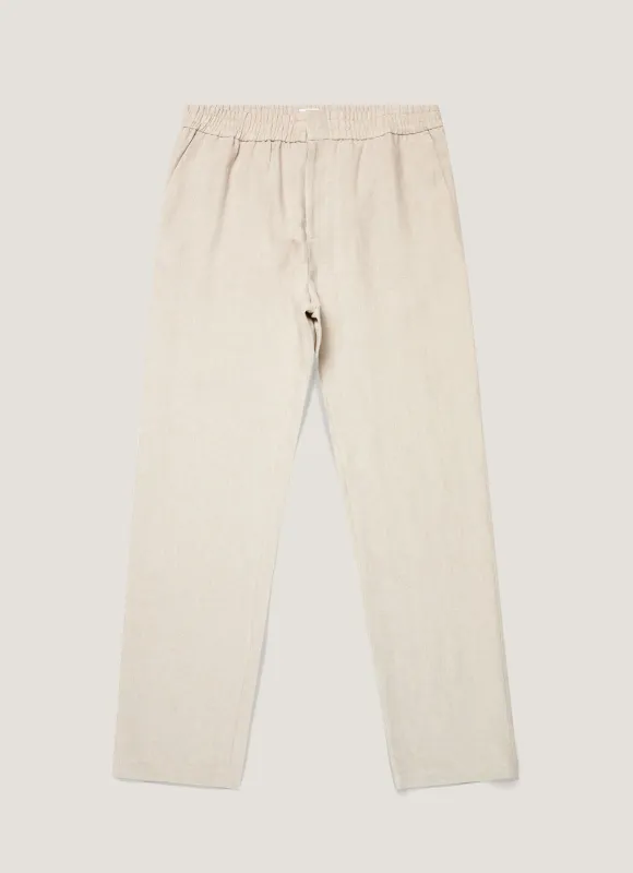 Men's Linen Drawstring Trouser in Sand made by Sunspel