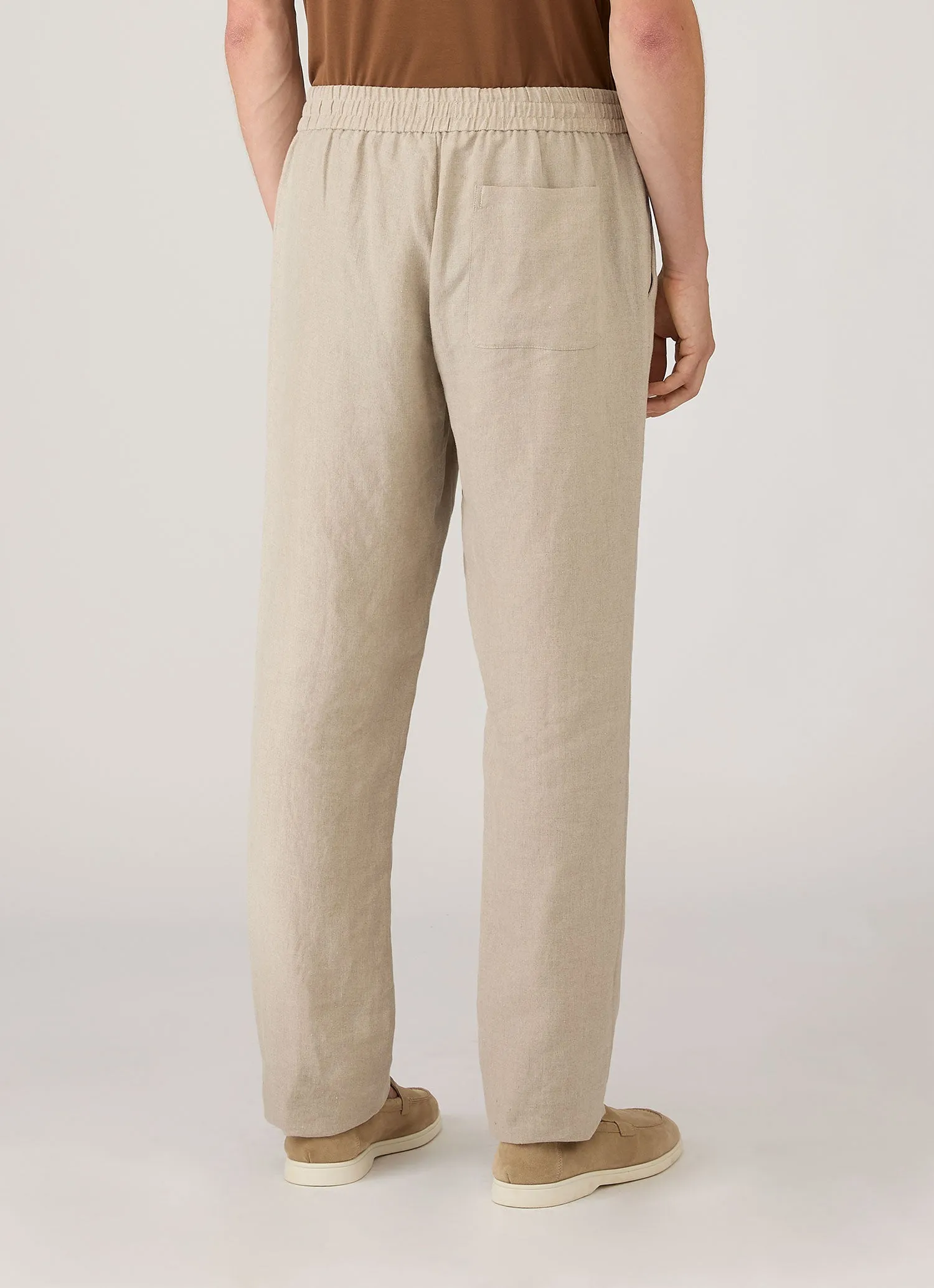 Men's Linen Drawstring Trouser in Sand sold by Sunspel product image thumbnail 5